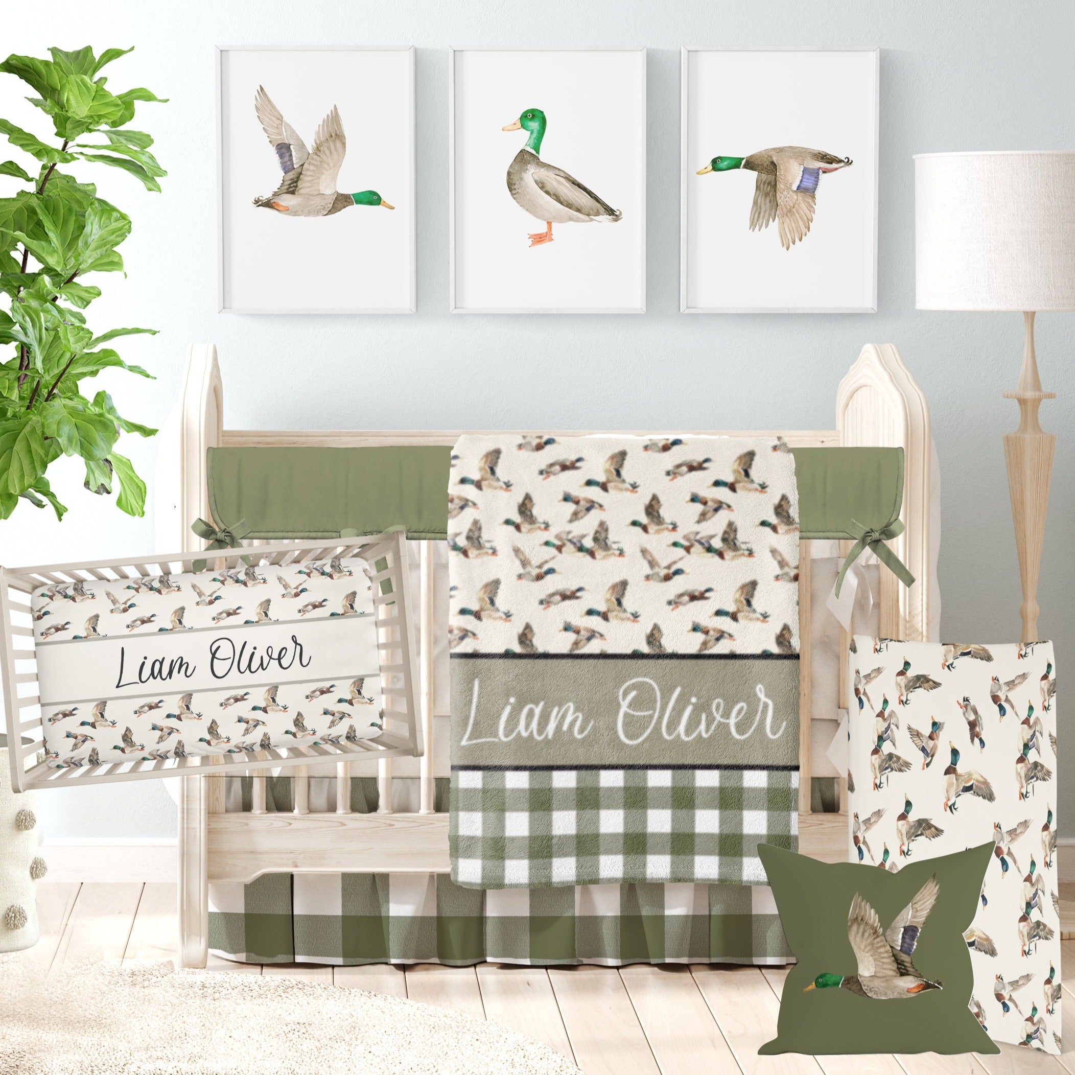 Mallard Duck Crib Bedding Set with Personalization