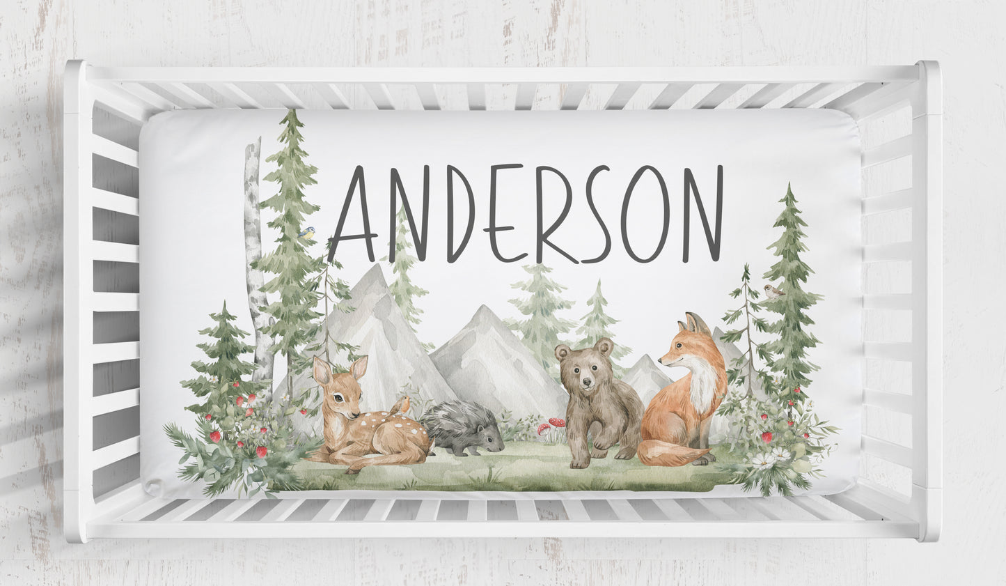 Sage Green Woodland Animals Crib Bedding Collection