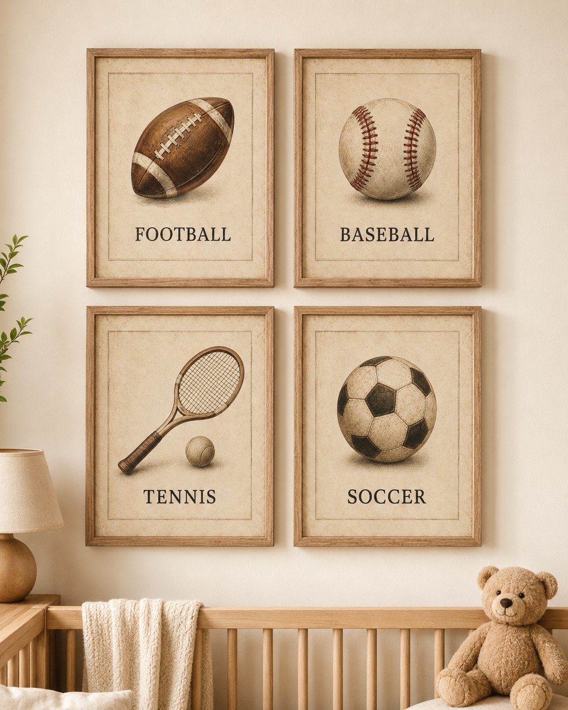 VINTAGE SPORTS PRINTS, SET OF 4 (DIGITAL DOWNLOAD)