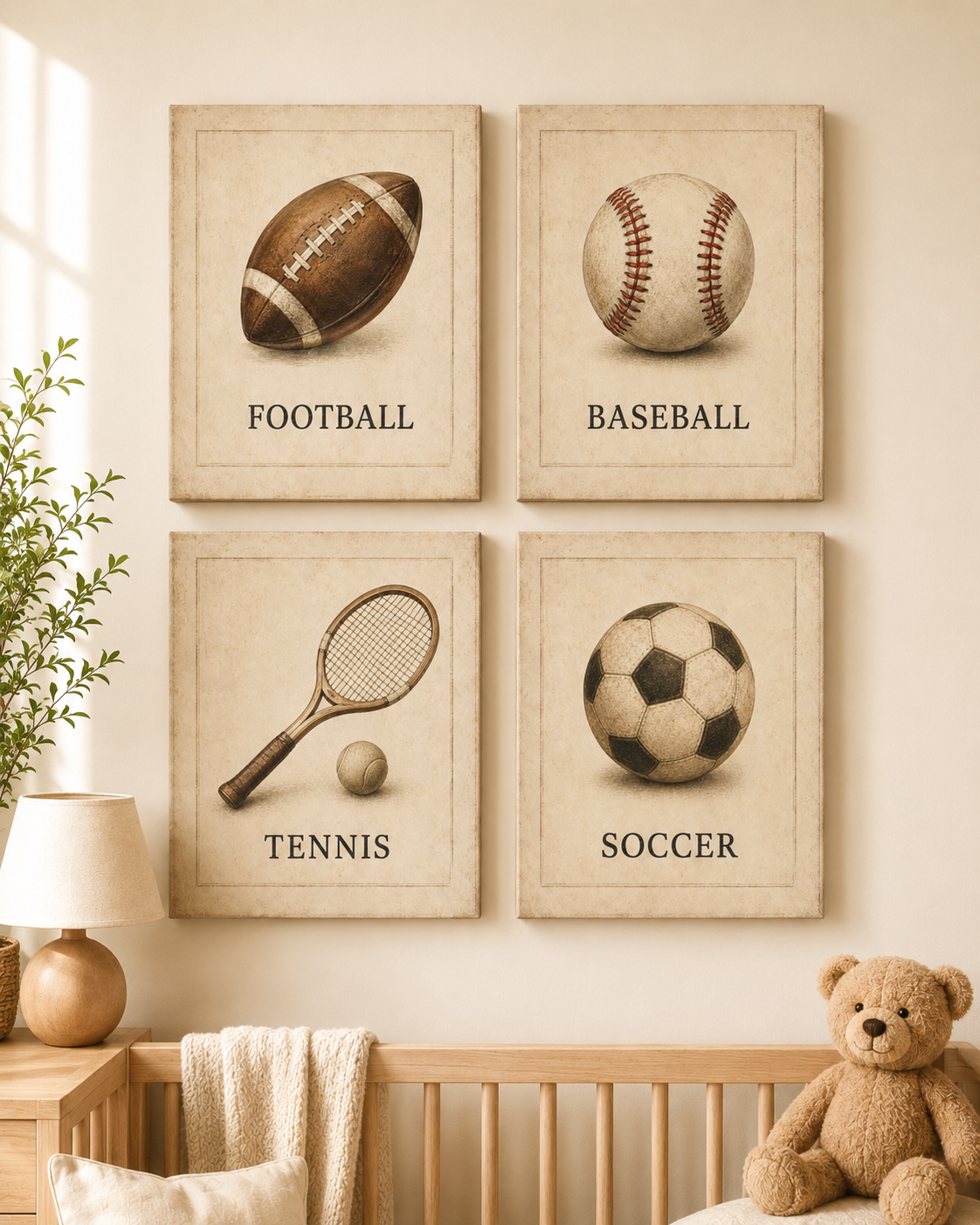 VINTAGE SPORTS PRINTS, SET OF 4 (DIGITAL DOWNLOAD)