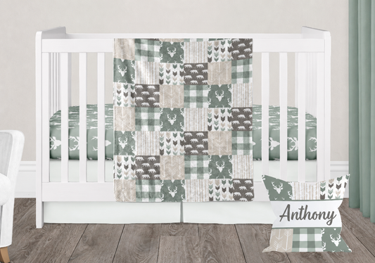 Small Minky Blanket, Crib Sheet and Pillow