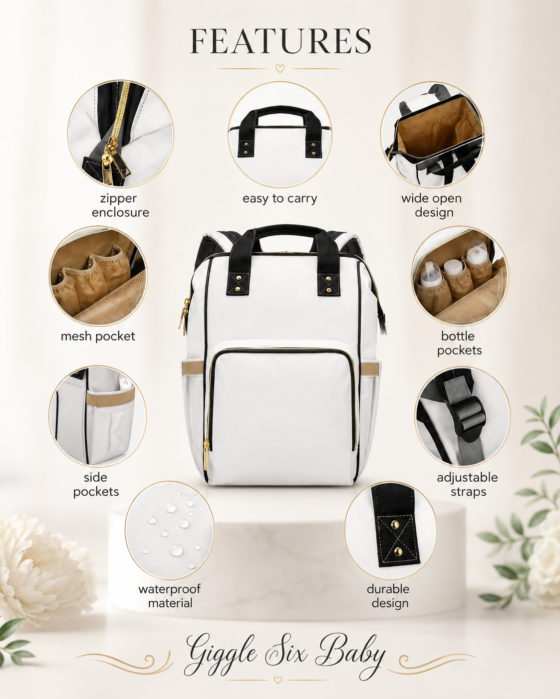 DIAPER BAG BACKPACK - CHIC LEOPARD PRINT