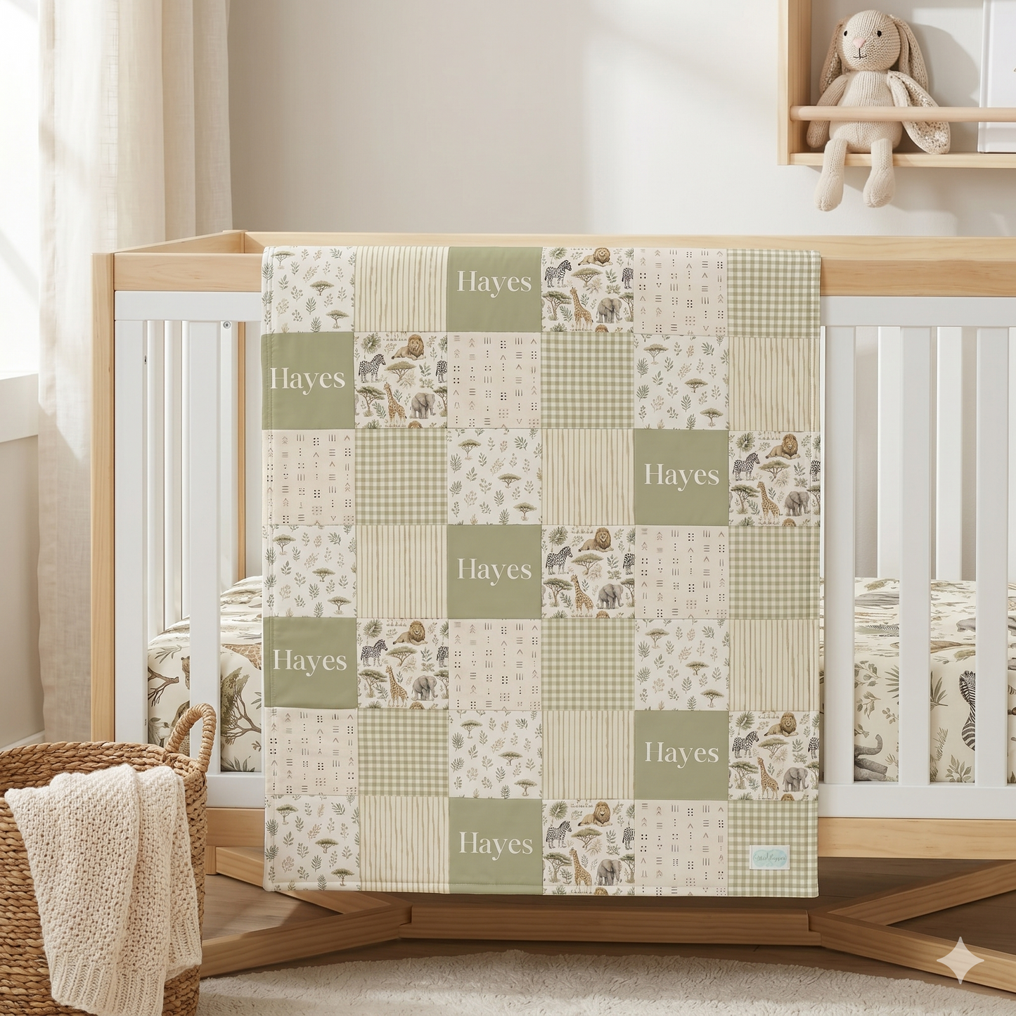 QUILT - SAFARI IN SAGE GREEN PERSONALIZED