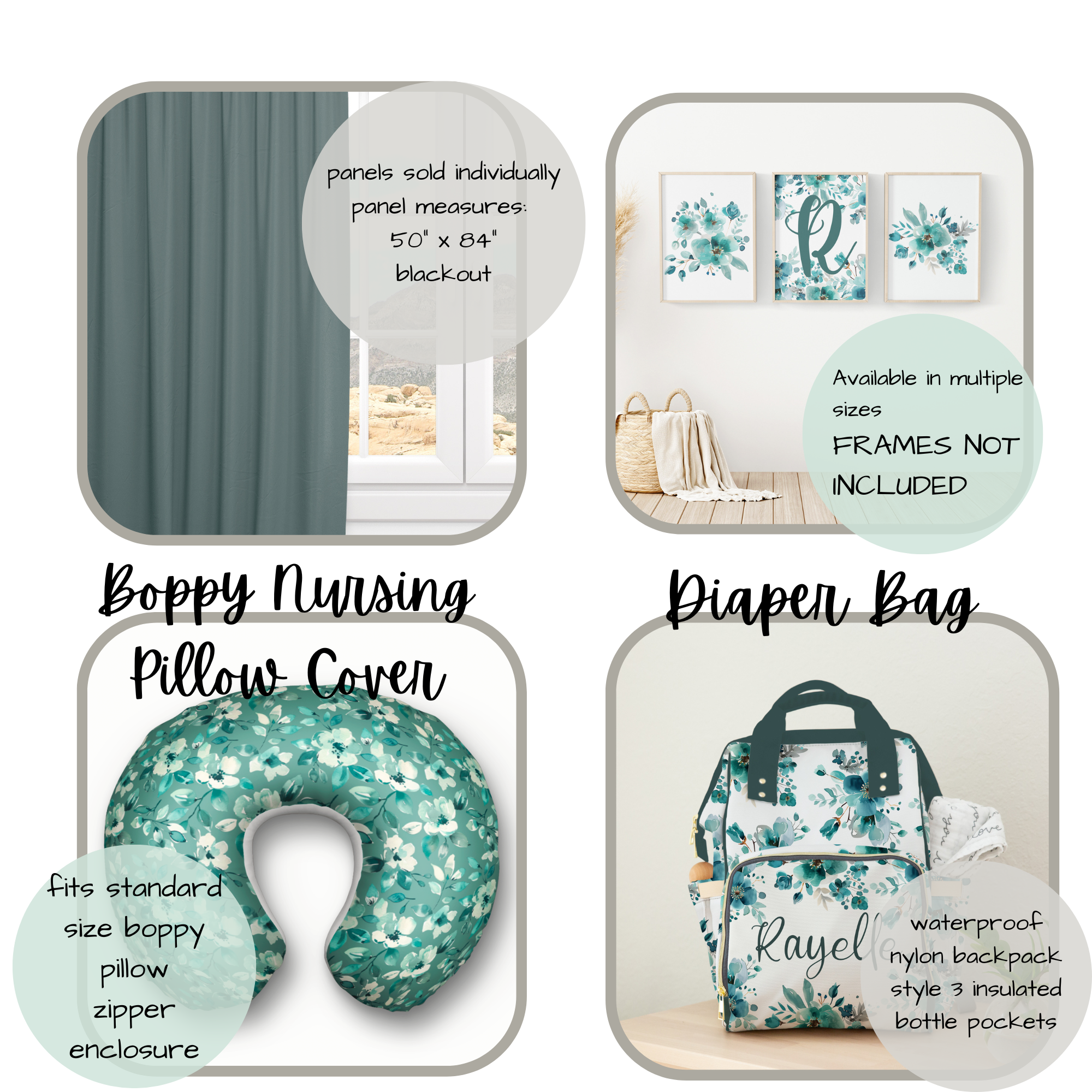 CRIB BEDDING I TEAL WATERCOLOR FLORAL