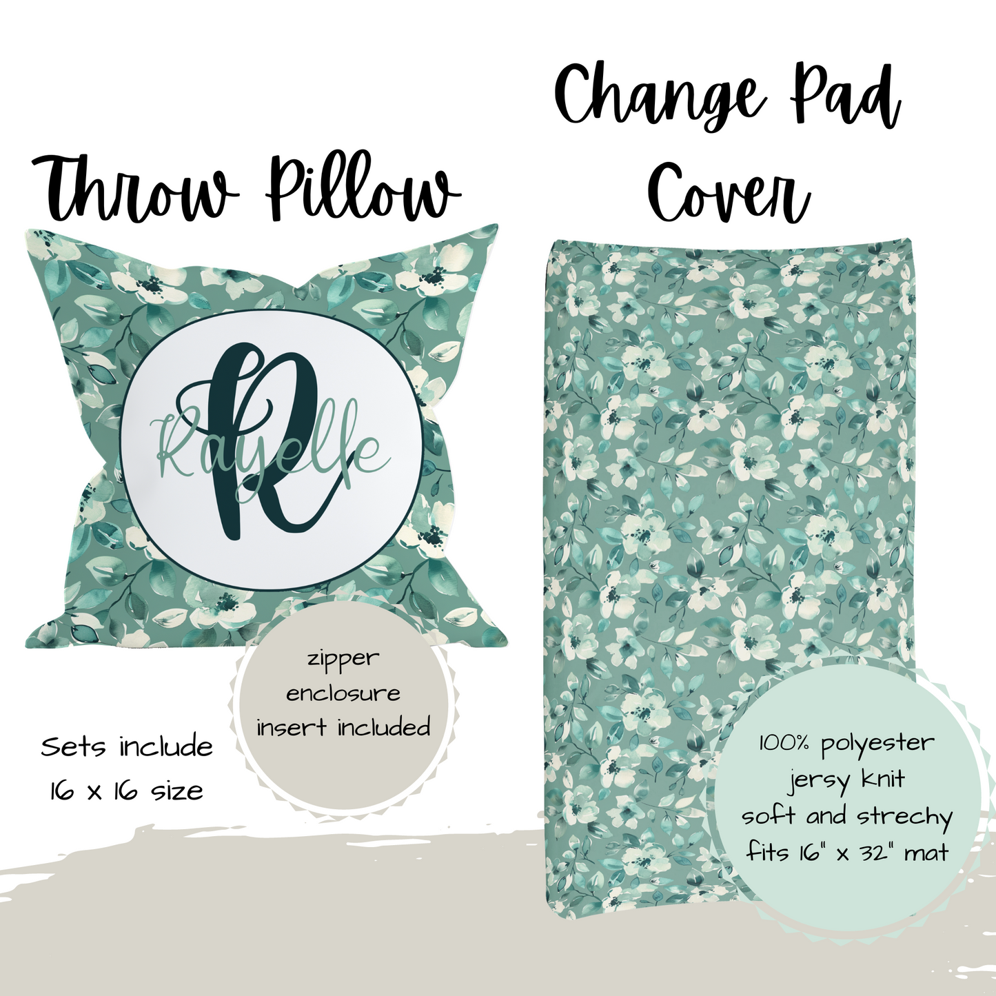 CRIB BEDDING I TEAL WATERCOLOR FLORAL