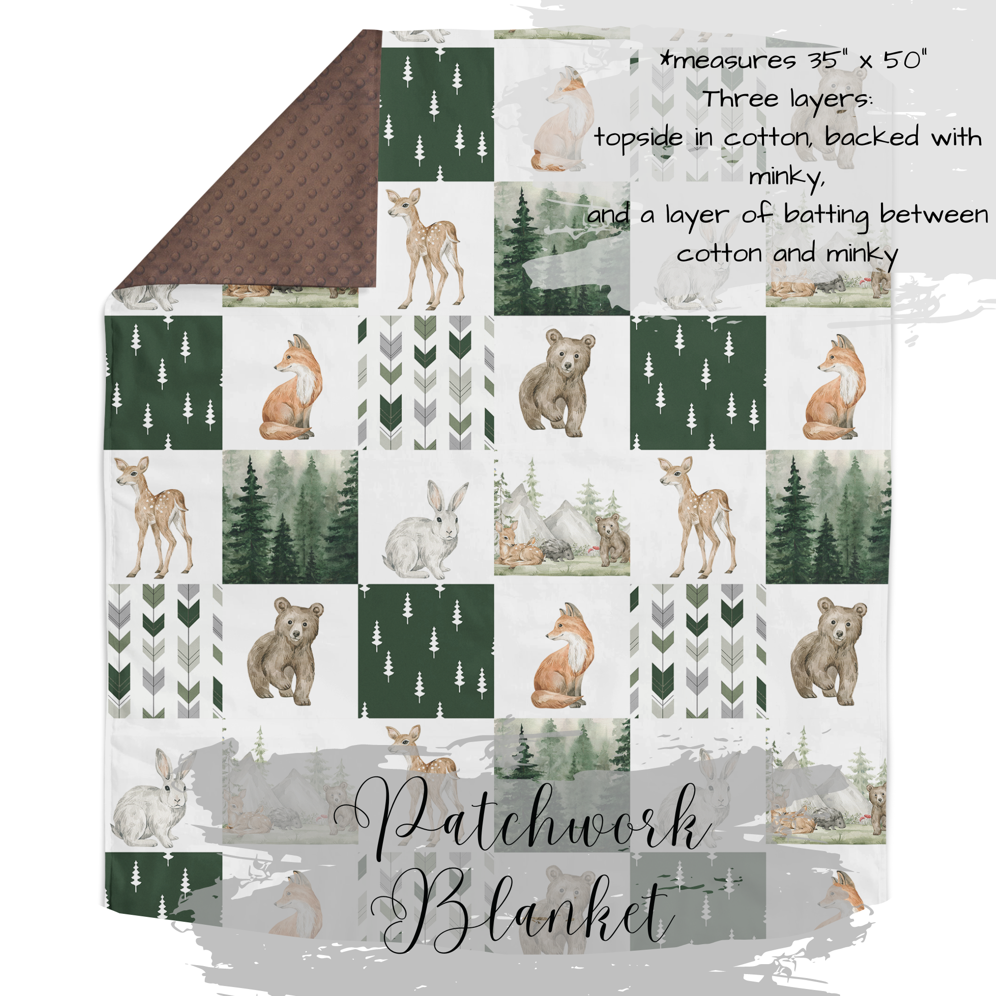 CRIB BEDDING I DARK GREEN WOODLAND