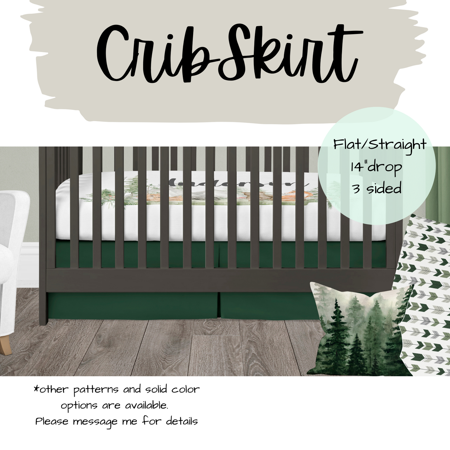 CRIB BEDDING I DARK GREEN WOODLAND