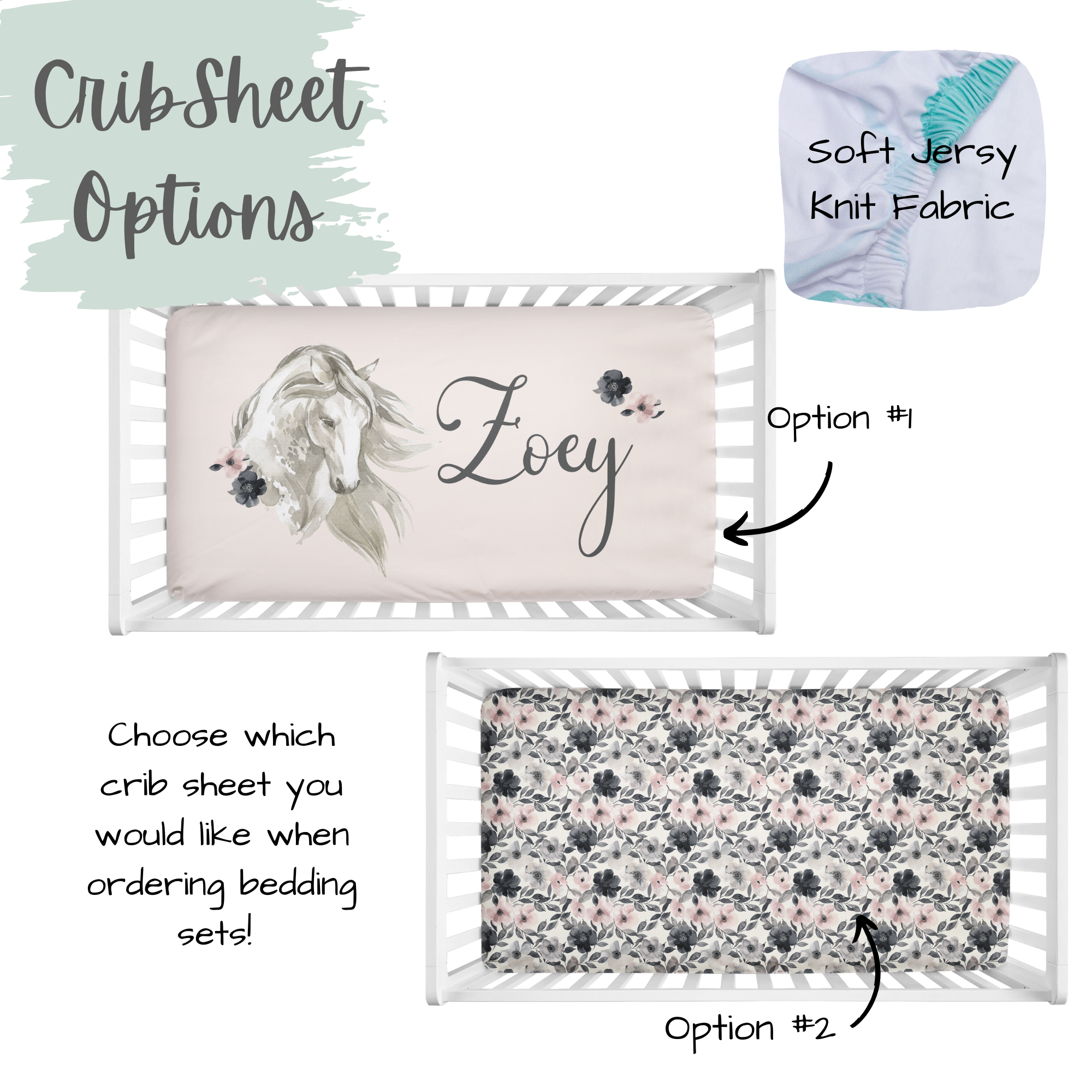 CRIB BEDDING I FLORAL HORSES