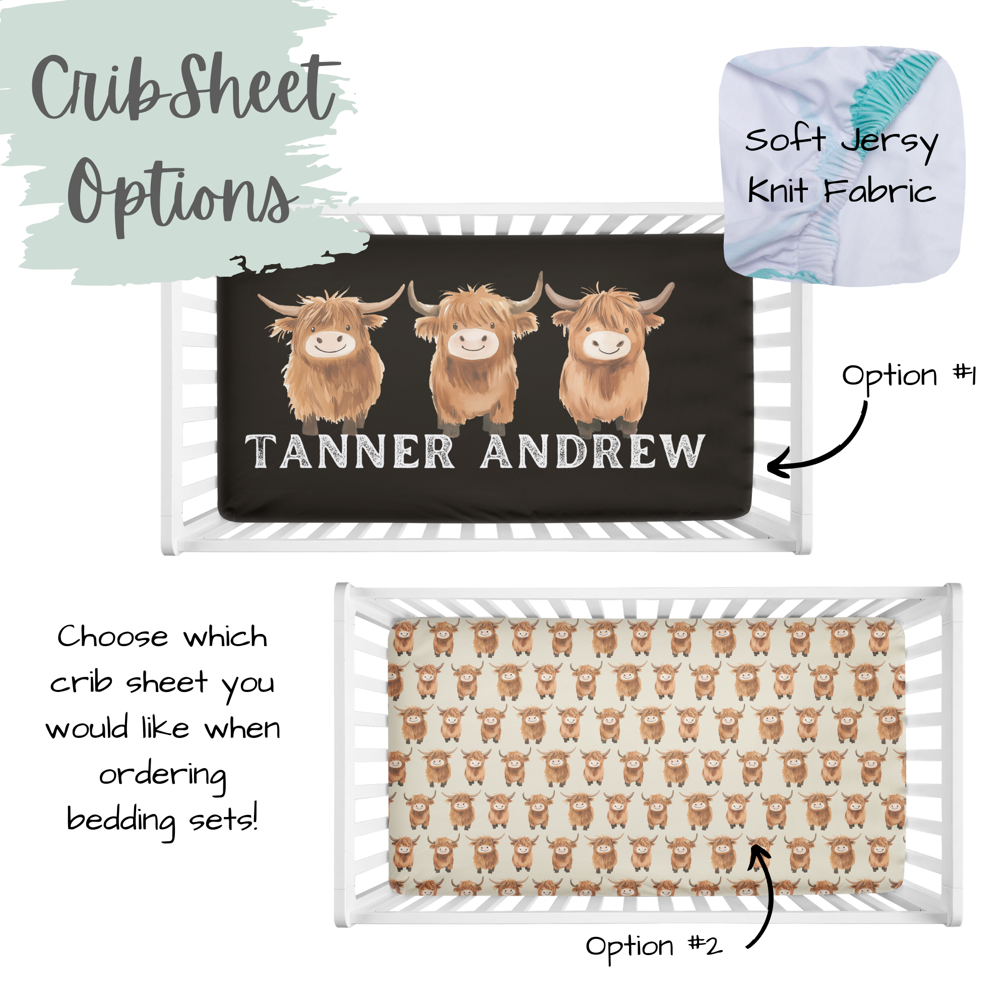 CRIB BEDDING I EARTHTONES HIGHLAND COW