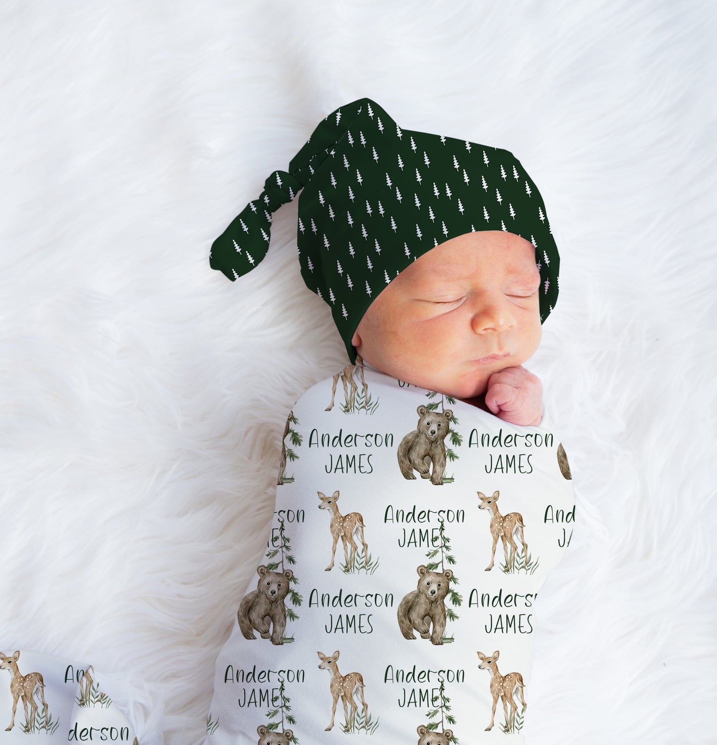 CRIB BEDDING I DARK GREEN WOODLAND