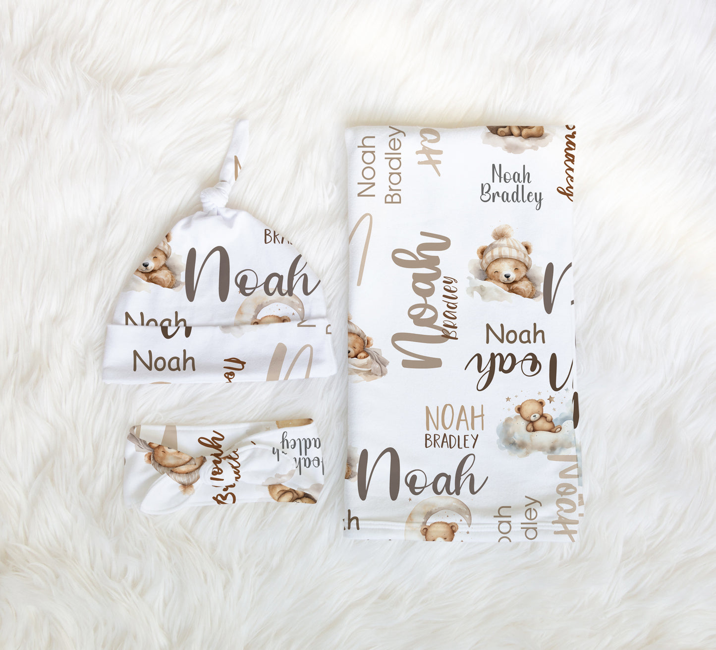 SWADDLE - NEUTRAL TEDDY BEARS