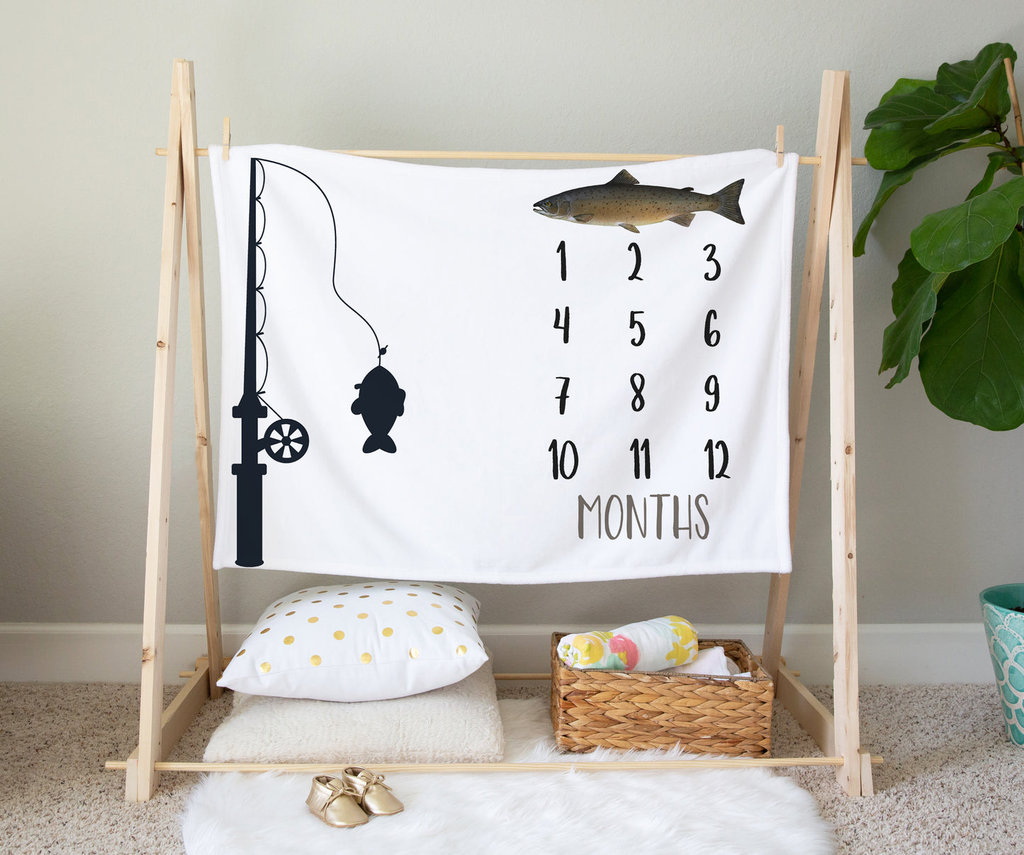 Navy Blue Vintage Fishing Crib Bedding