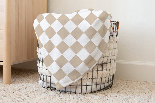 CUDDLE BLANKET - NEUTRAL TAN CHECKER