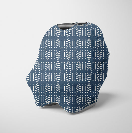 CAR SEAT COVER - BLUE MUDCLOTH