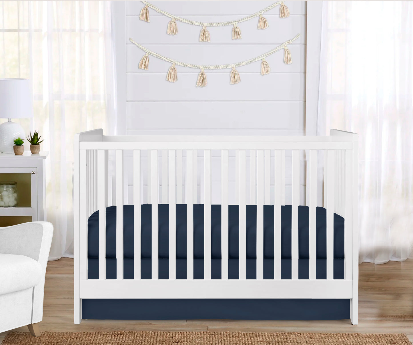 Solid Navy Crib Bedding