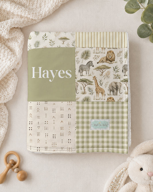 QUILT - SAFARI IN SAGE GREEN PERSONALIZED
