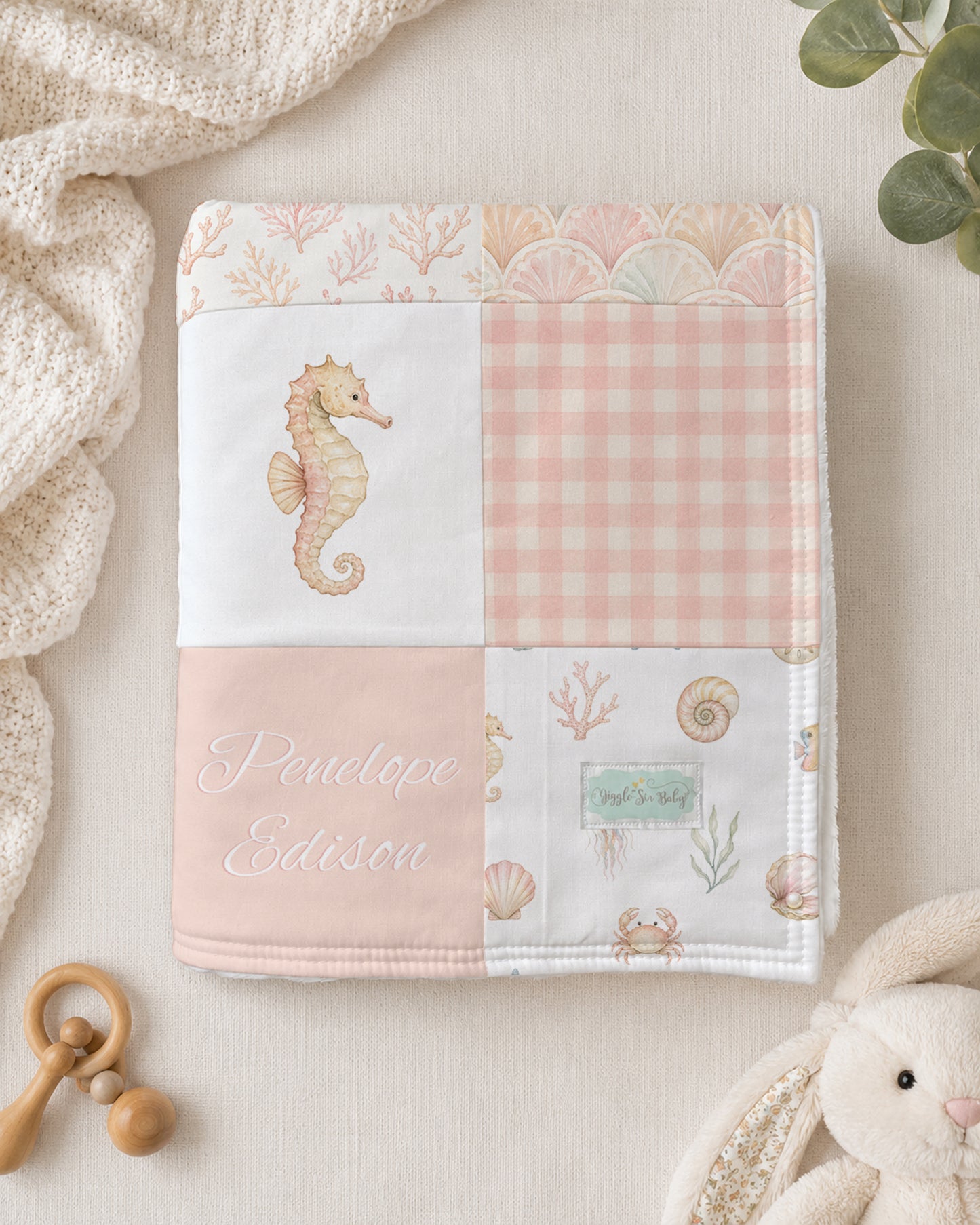 QUILT - COASTAL IN PINK PERSONALIZED