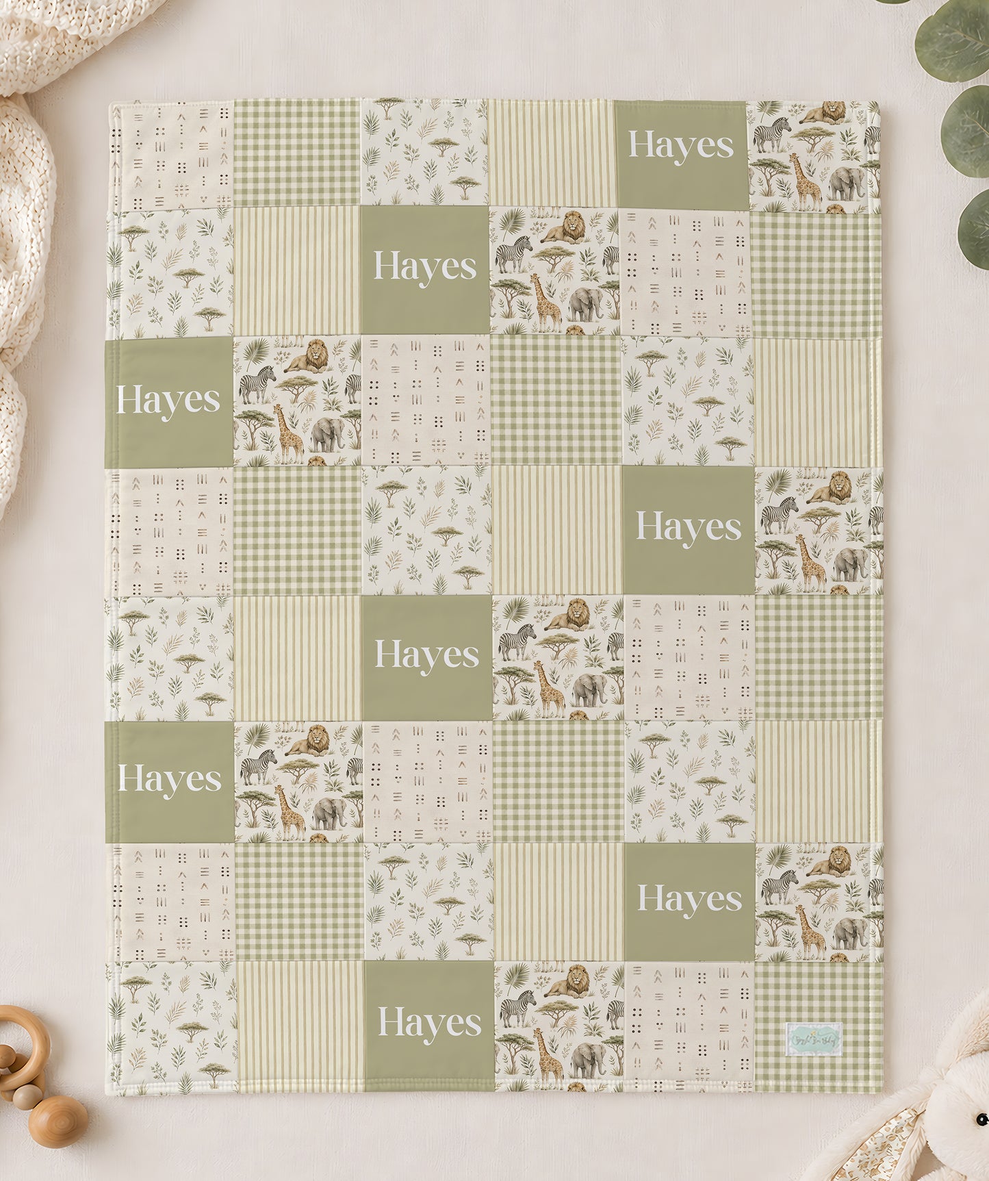 QUILT - SAFARI IN SAGE GREEN PERSONALIZED