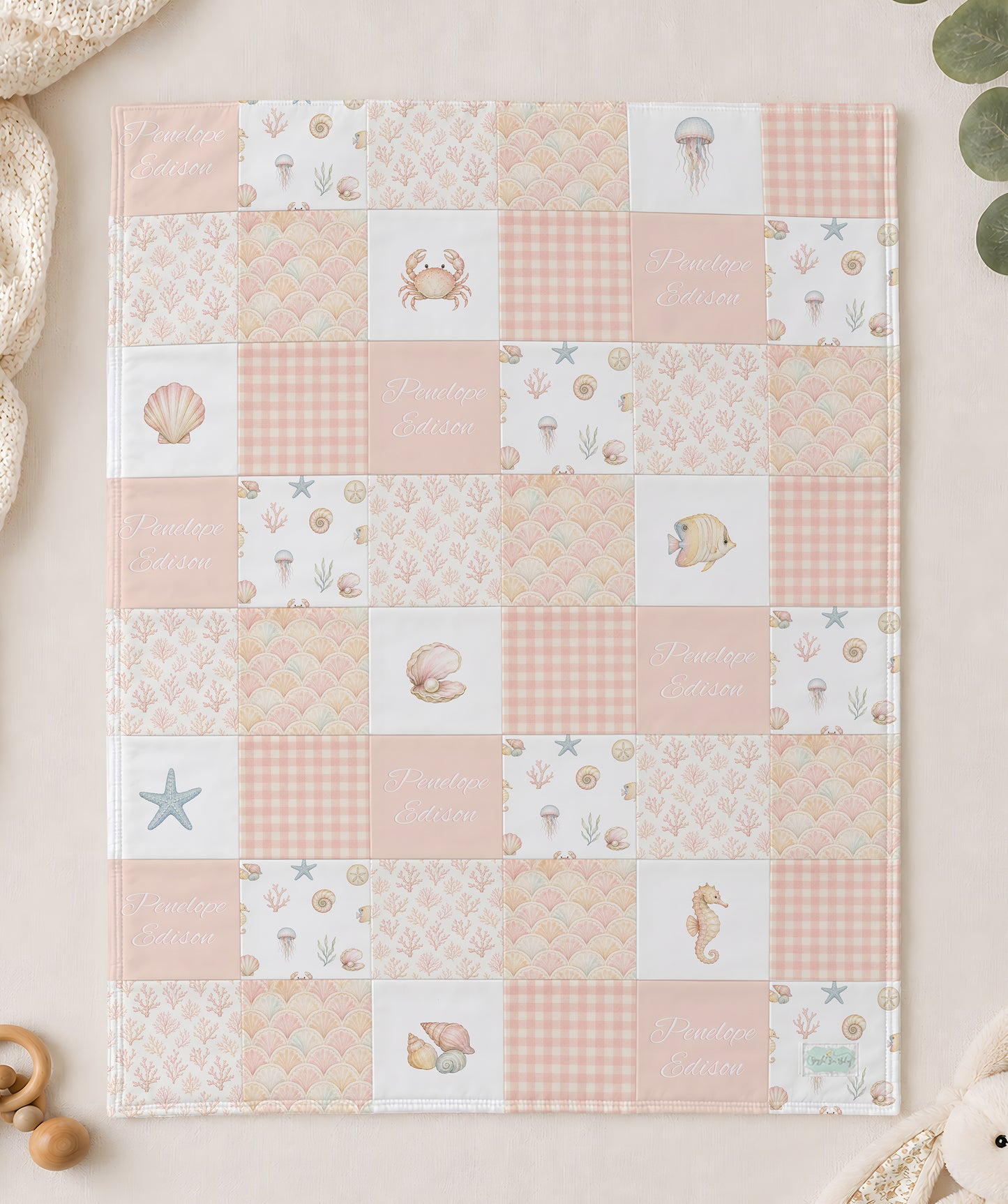 QUILT - COASTAL IN PINK PERSONALIZED