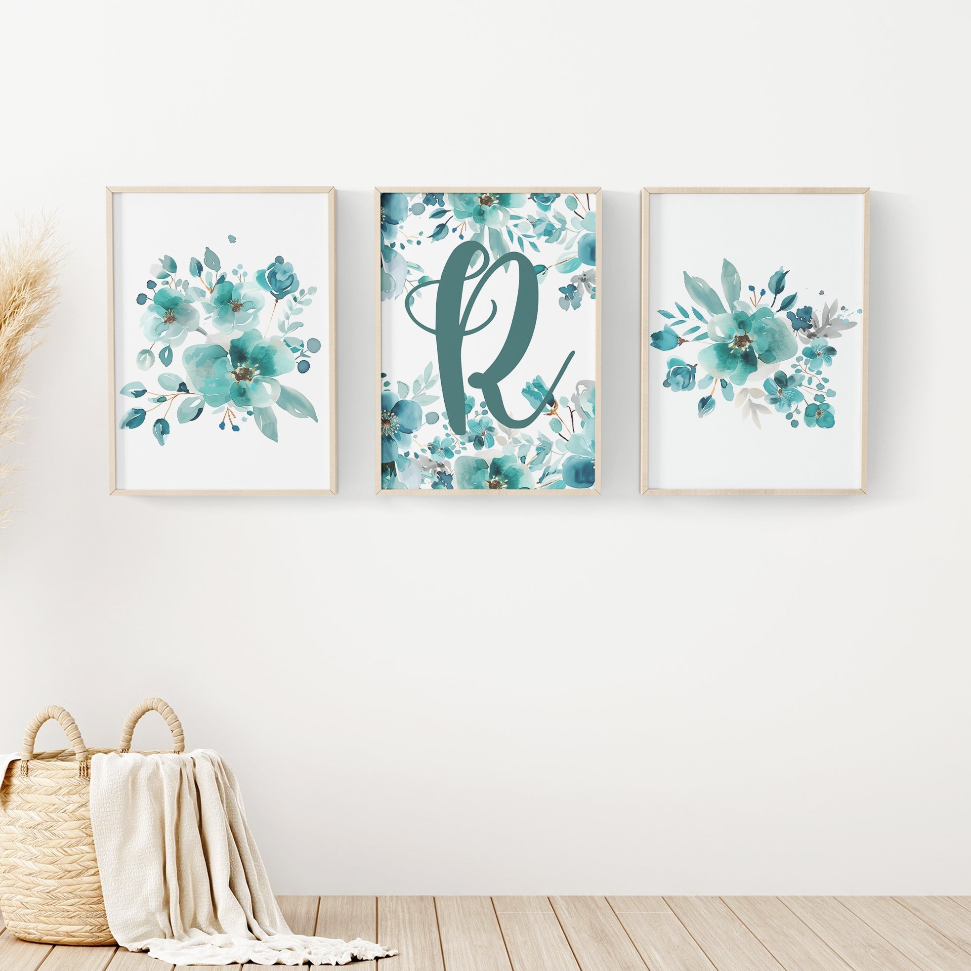 CRIB BEDDING I TEAL WATERCOLOR FLORAL