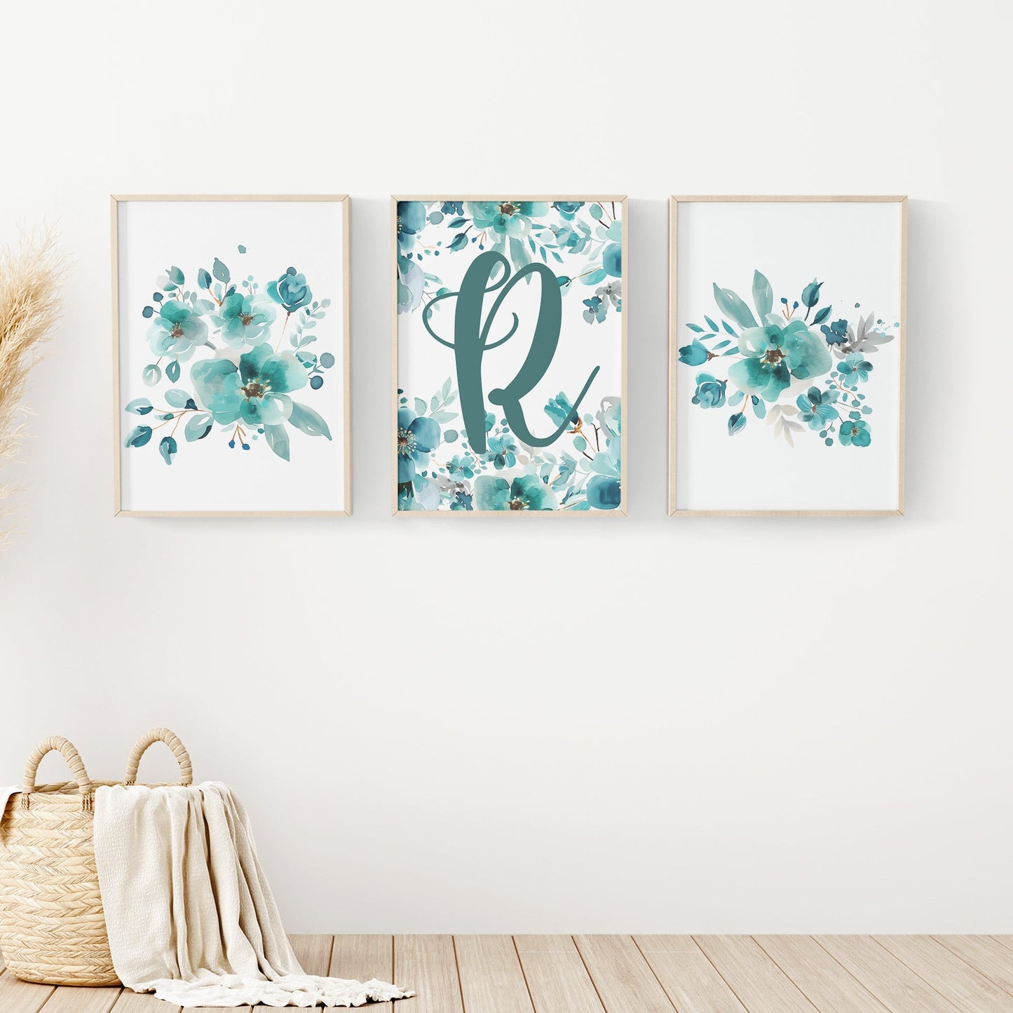 CRIB BEDDING I TEAL WATERCOLOR FLORAL