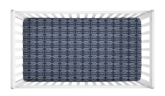 CRIB SHEET - BLUE MUDCLOTH