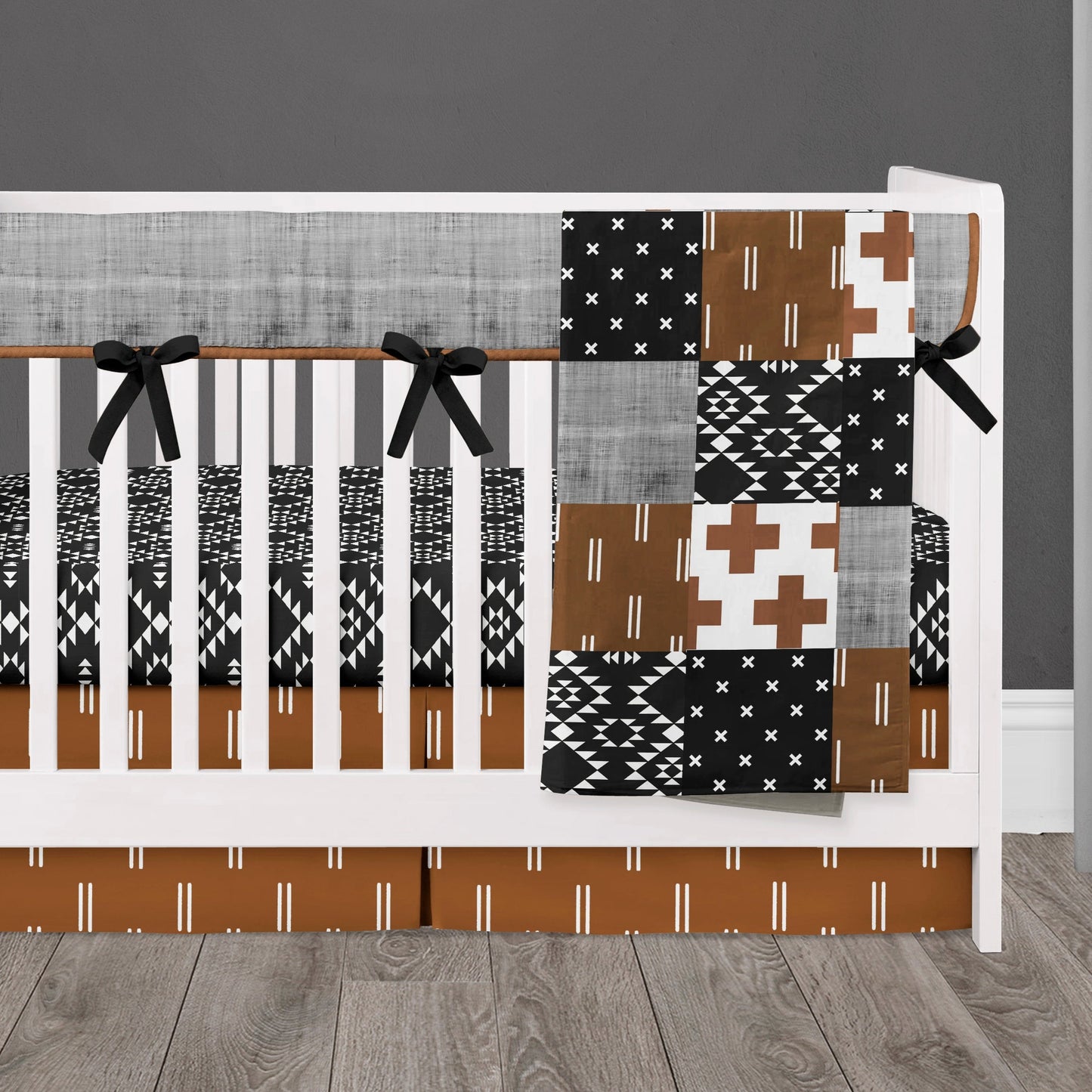 Rust and Black Crib Bedding