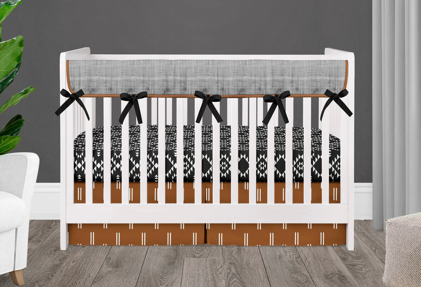 Rust and Black Crib Bedding