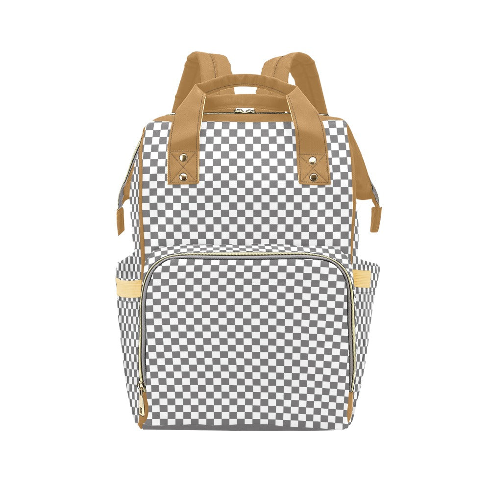 DIAPER BAG BACKPACK | GRAY CHECKERED SMALL