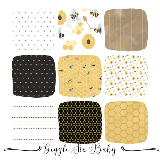 Custom Bee-Themed Crib Bedding Set - Choose Your Pattern for Nursery Decor