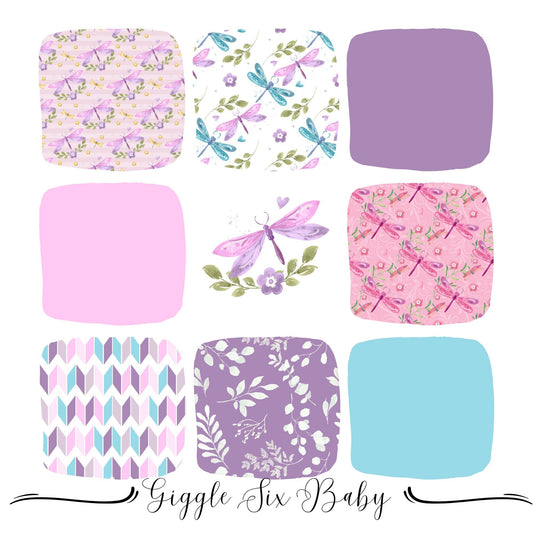 Dragonfly Crib Bedding, Girl Nursery Baby Bedding, Pink Aqua Purple Crib Bedding Patterns, Custom Baby Bedding Dragonflies