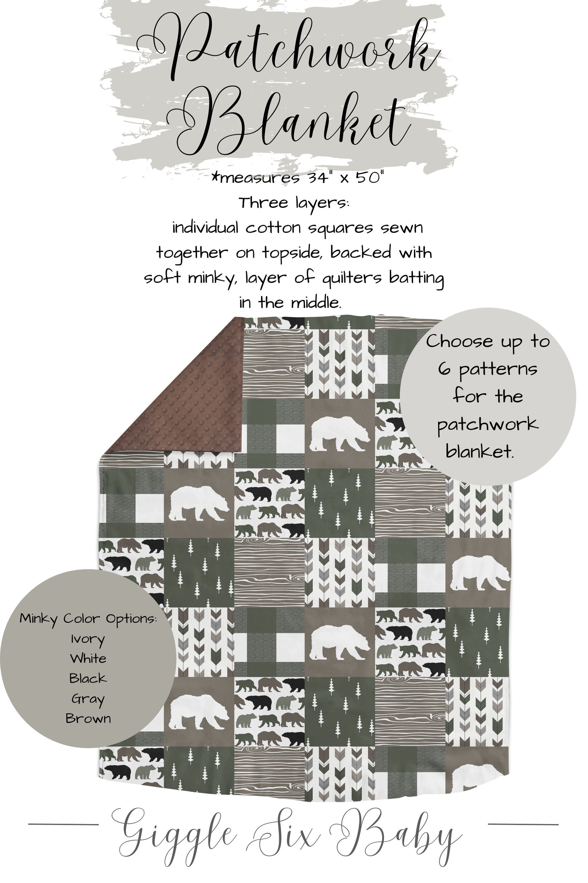 Bear Crib Bedding Pattern Options, Woodland Baby Boy Nursery Bedding, Mix and Match Custom Baby Bedding, Green Brown and Black Nursery
