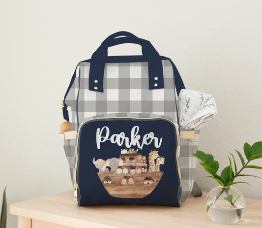 Noahs Ark Diaper Bag Backback Baby Boy, Personalized Mommy Daddy Bag, Custom Gift For Baby Boy, Boy Mom Gift