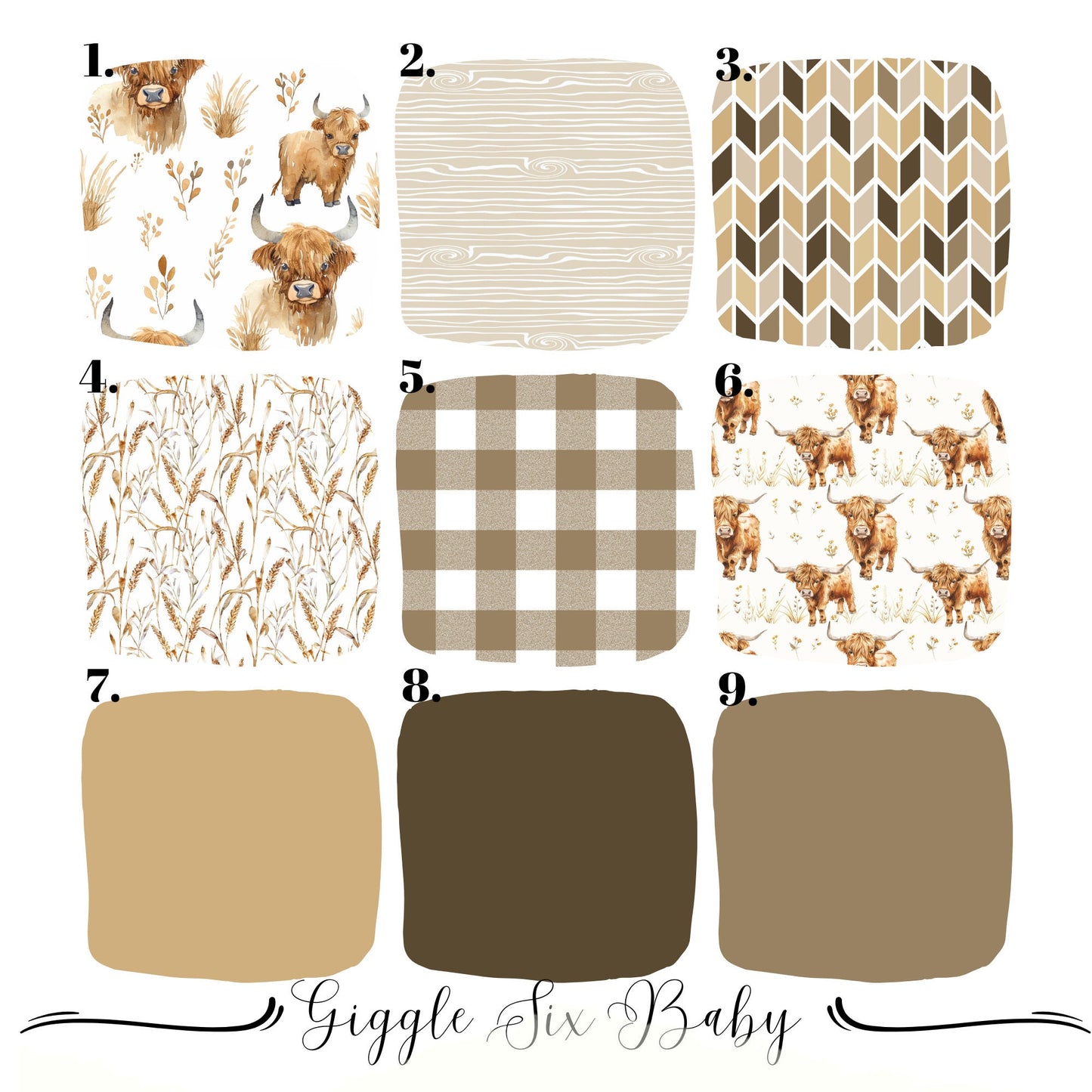 Cow Nursery Crib Bedding, Baby Bedding for Highland Cows Nursery, Mix and Match Crib Set, Crib Sheet, Baby Blankets, Custom Crib Bedding