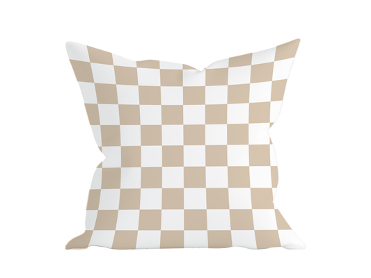 THROW PILLOW - TAN CHECKERED