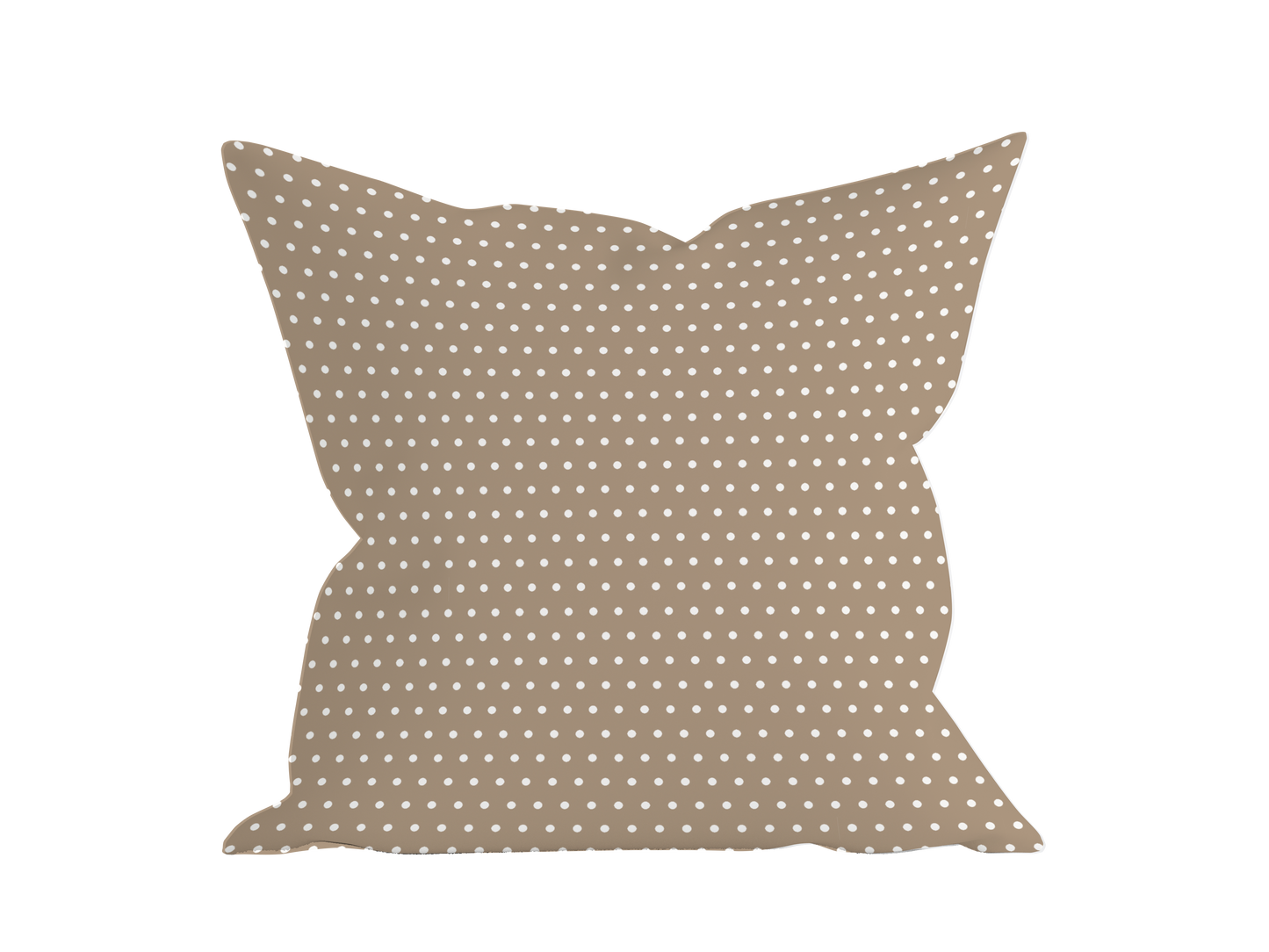 Beige and white polka dot throw pillow cover for neutral baby nursery or kids’ room decor.