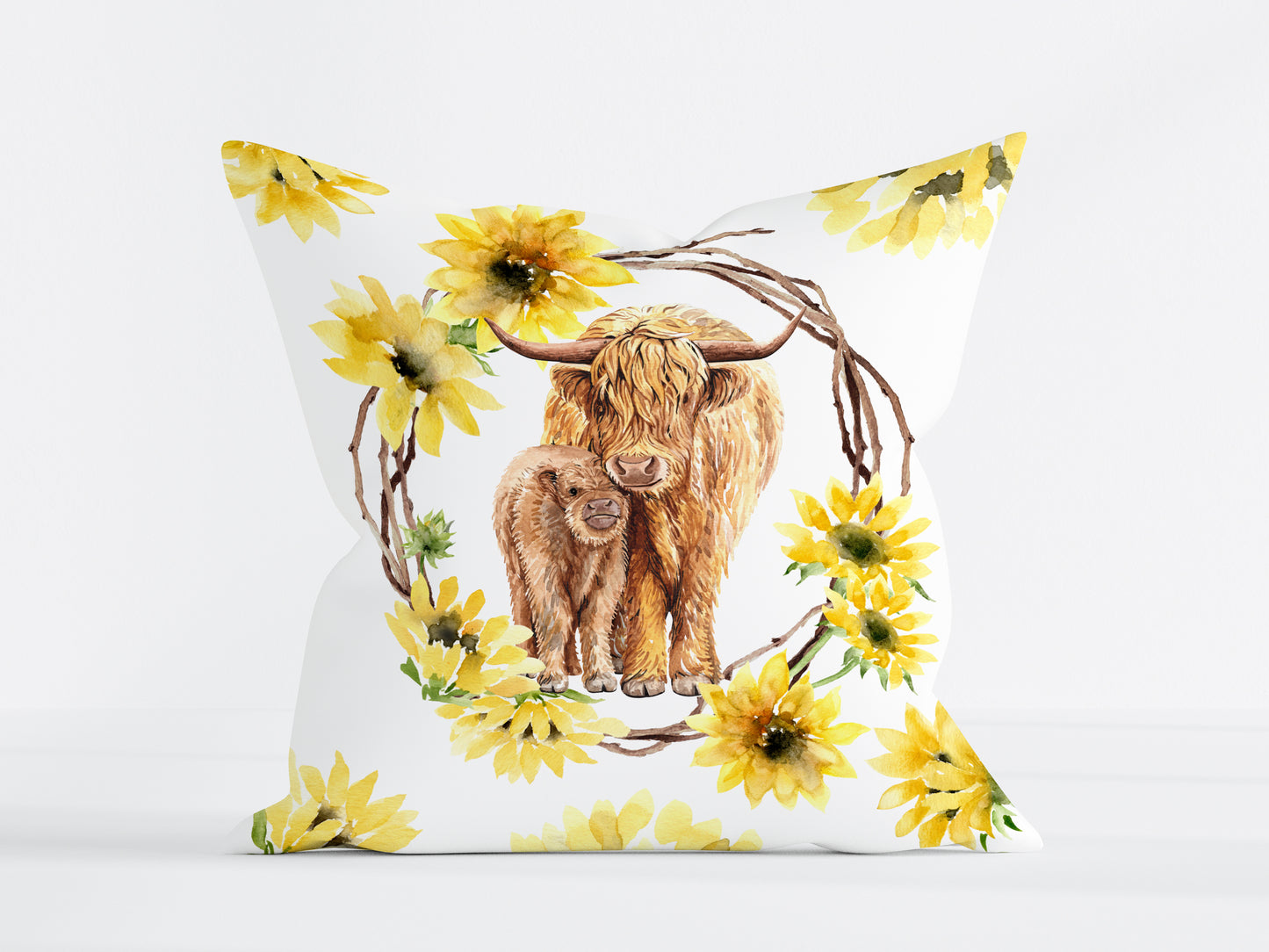 CRIB BEDDING I HIGHLAND COW BRIGHT SUNFLOWERS