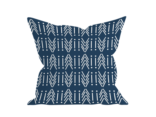 THROW PILLOW - BLUE MUD CLOTH