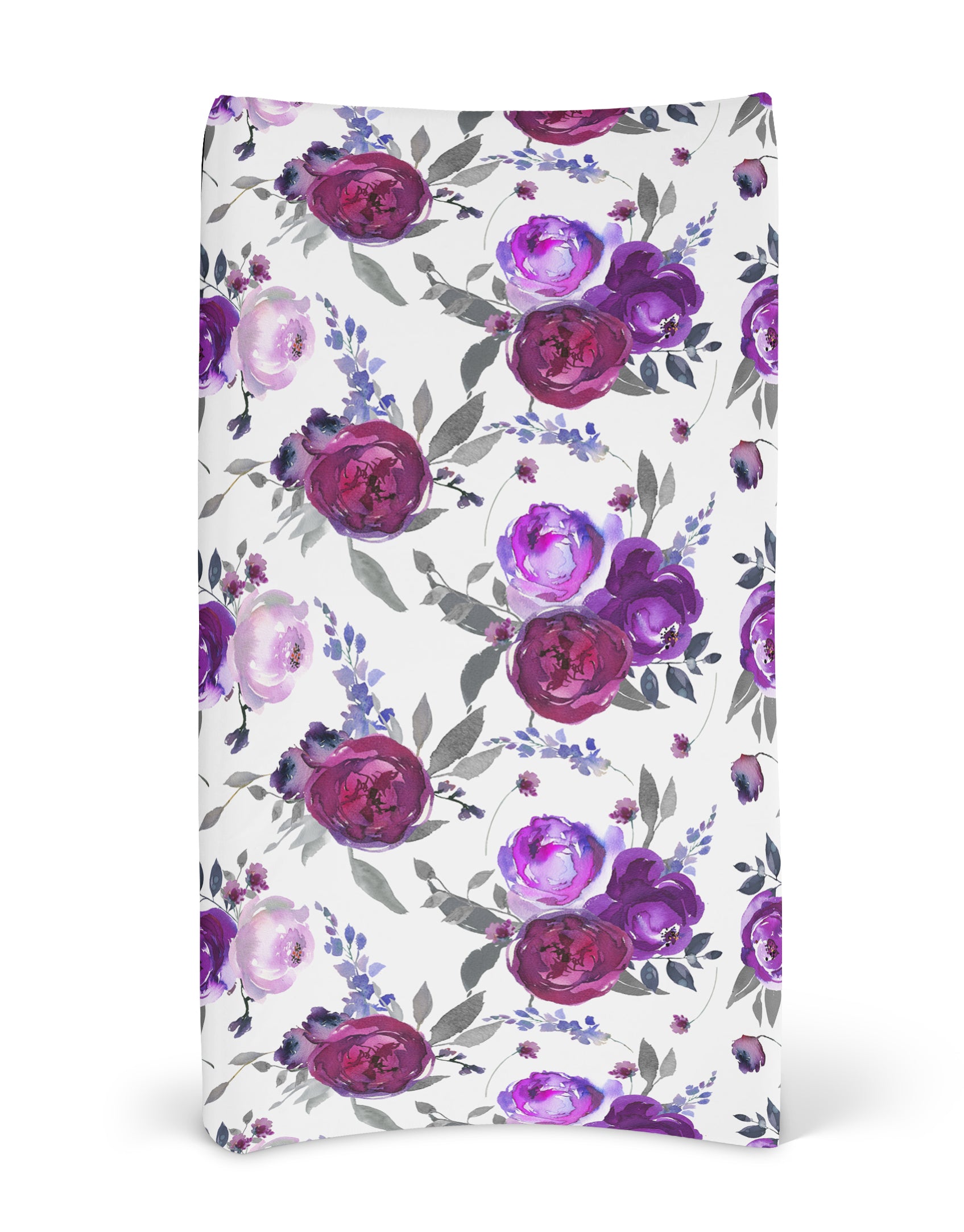 Purple Floral Elephant Crib Sheet and Change Pad Cover