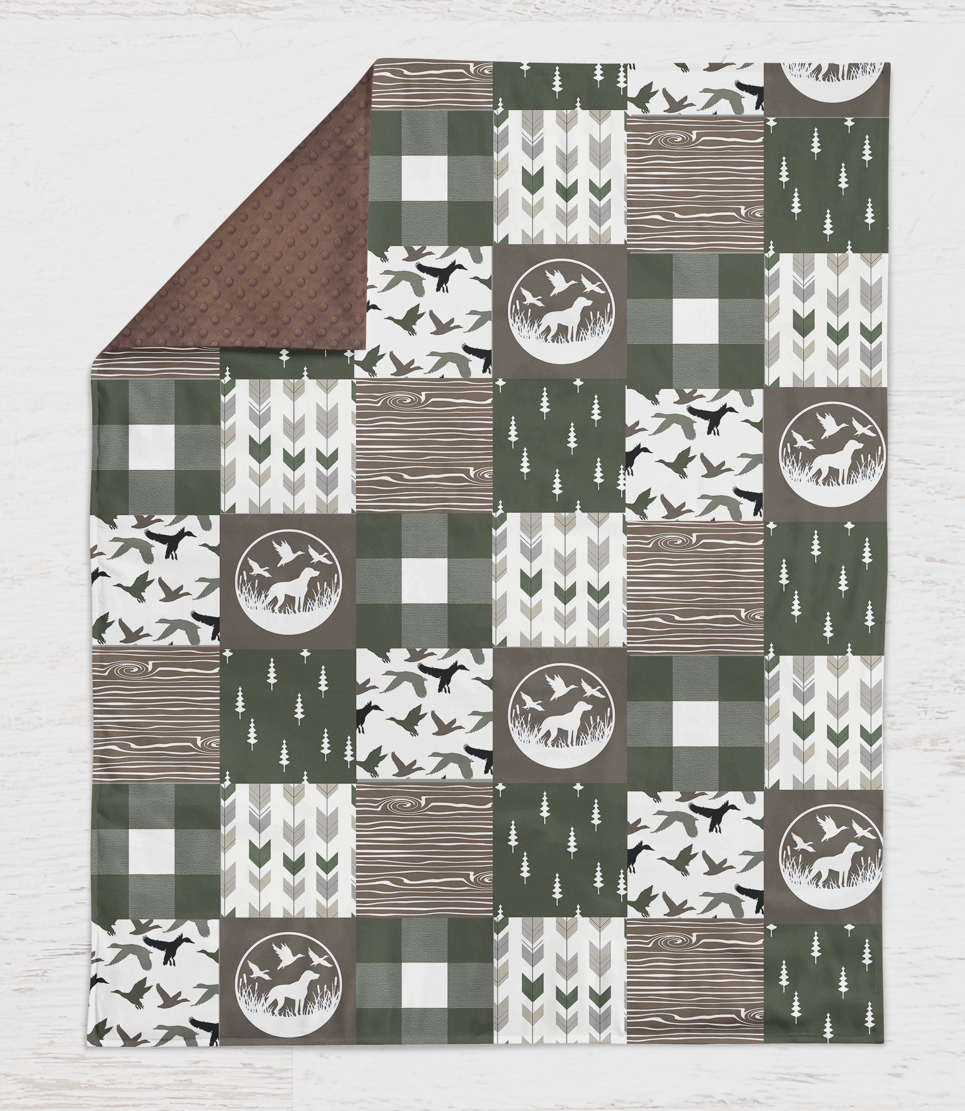 Brown and Green Duck Hunting Nursery Bedding