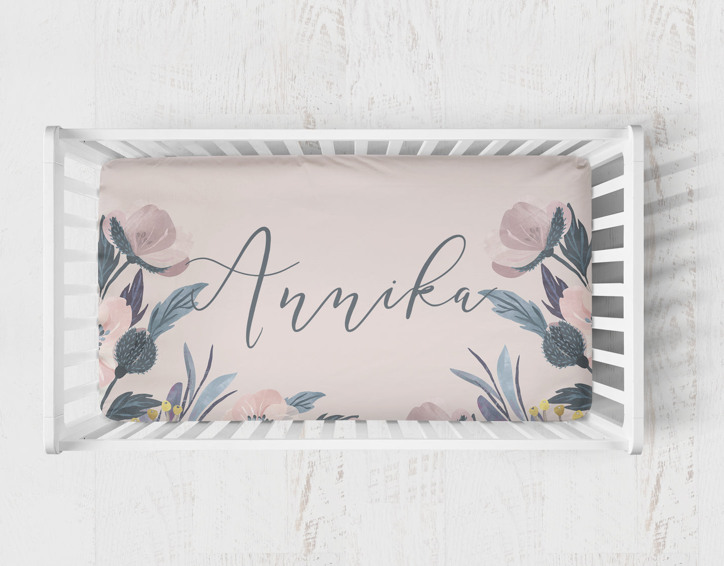 Dusty Pink and Blue Floral Nursery Set