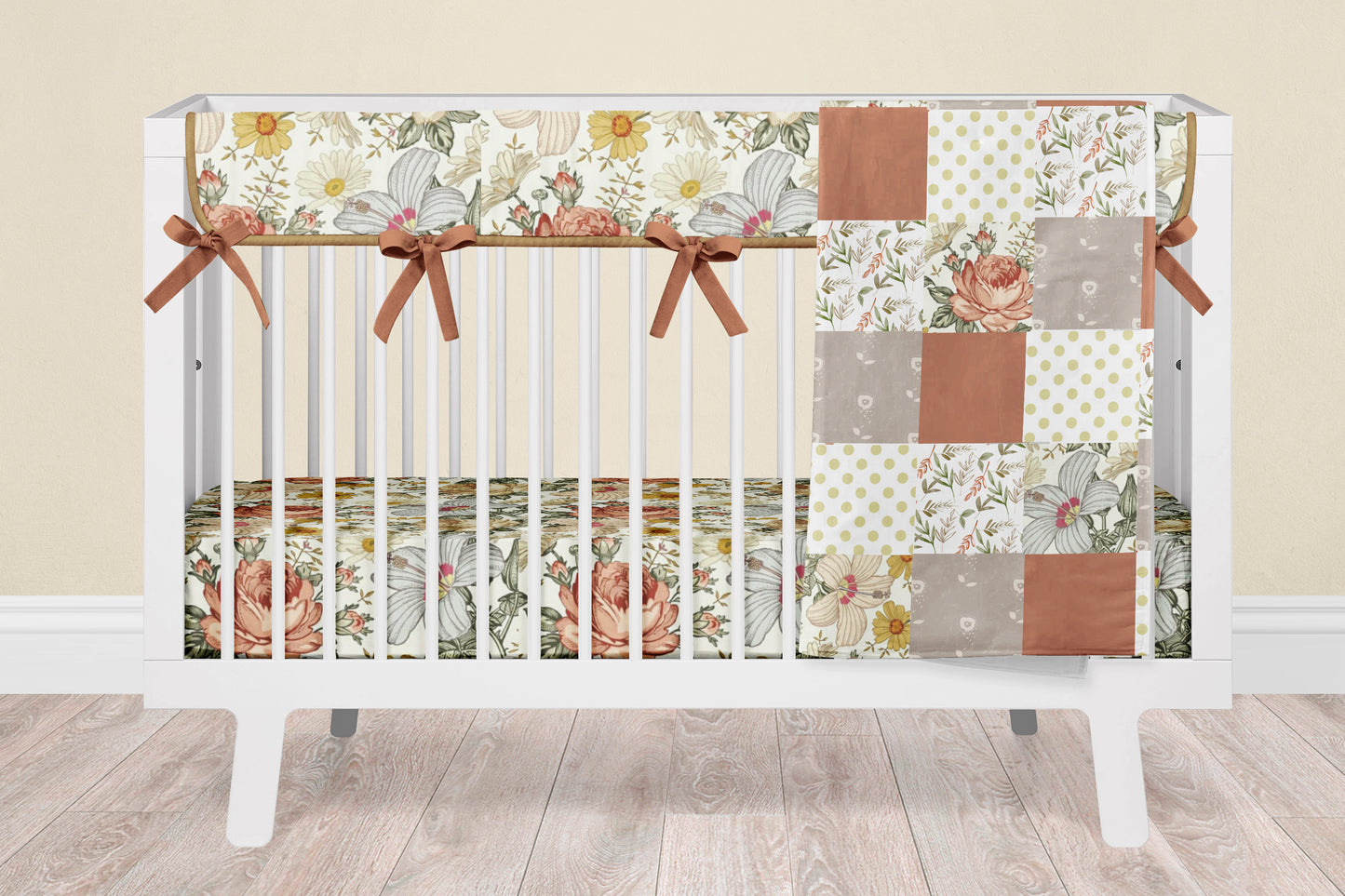 Vintage Wildflower Floral Crib Sheet and Change Pad Cover