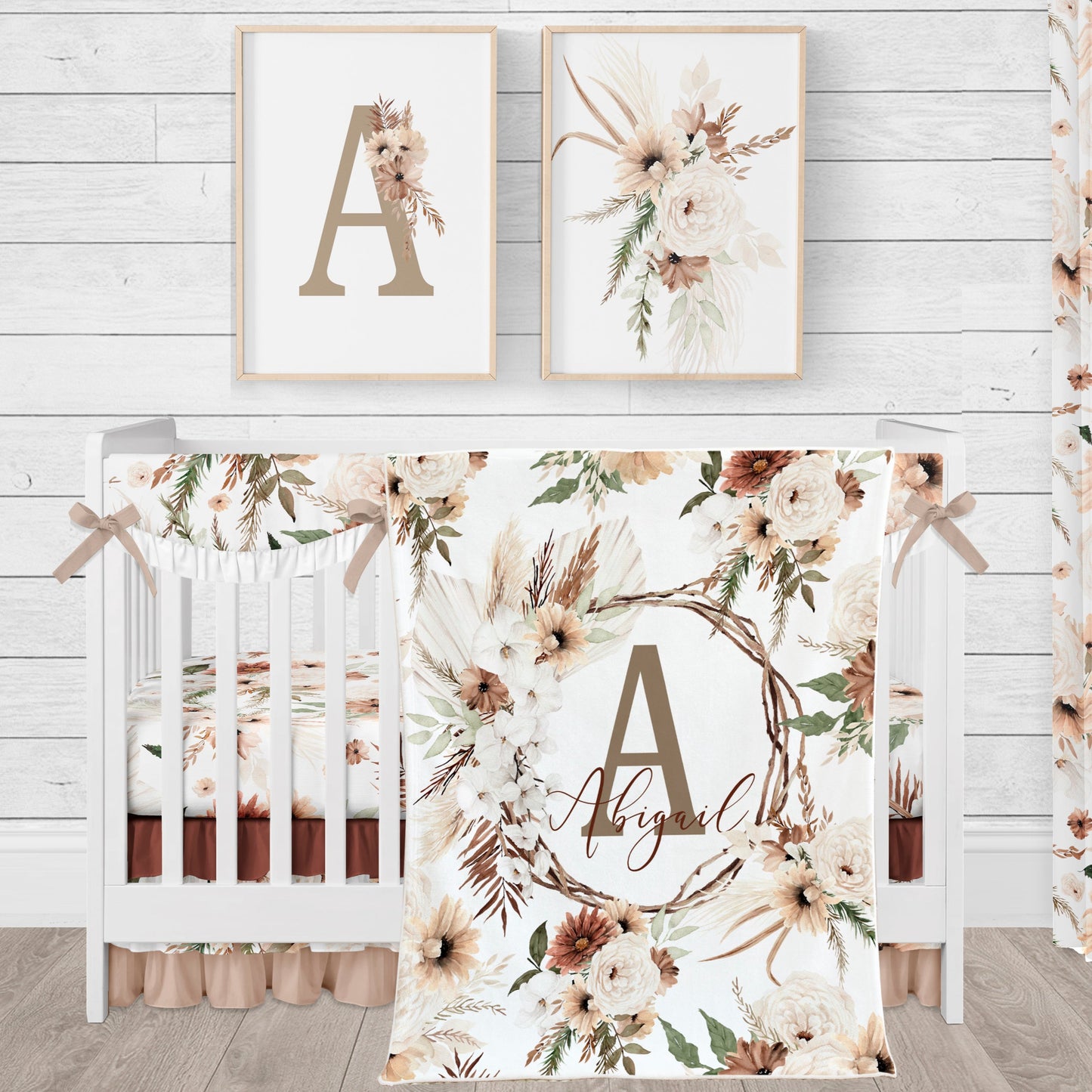 baby girl personalized boho nursery crib bedding