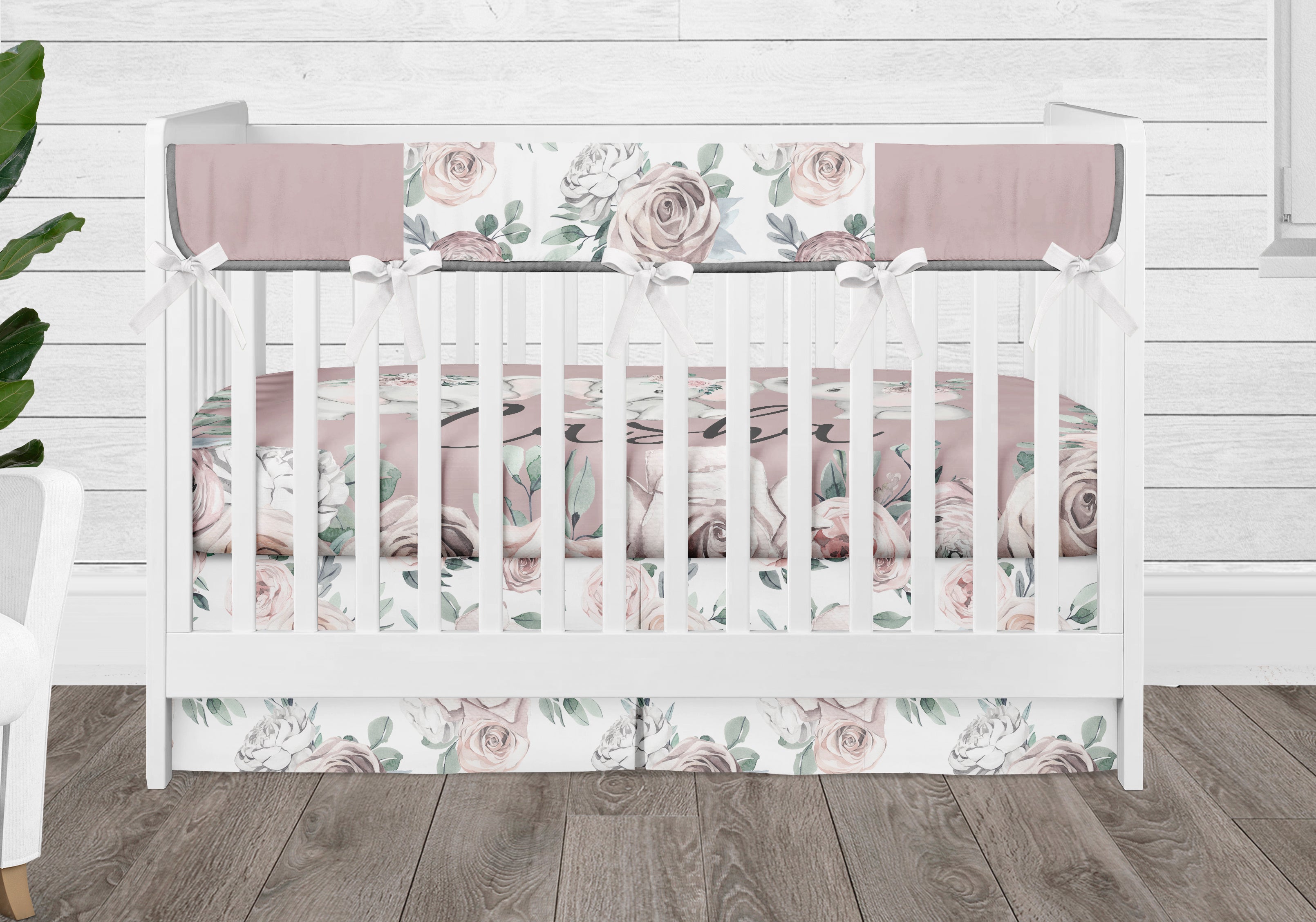 Dusty Pink Elephant Crib Bedding