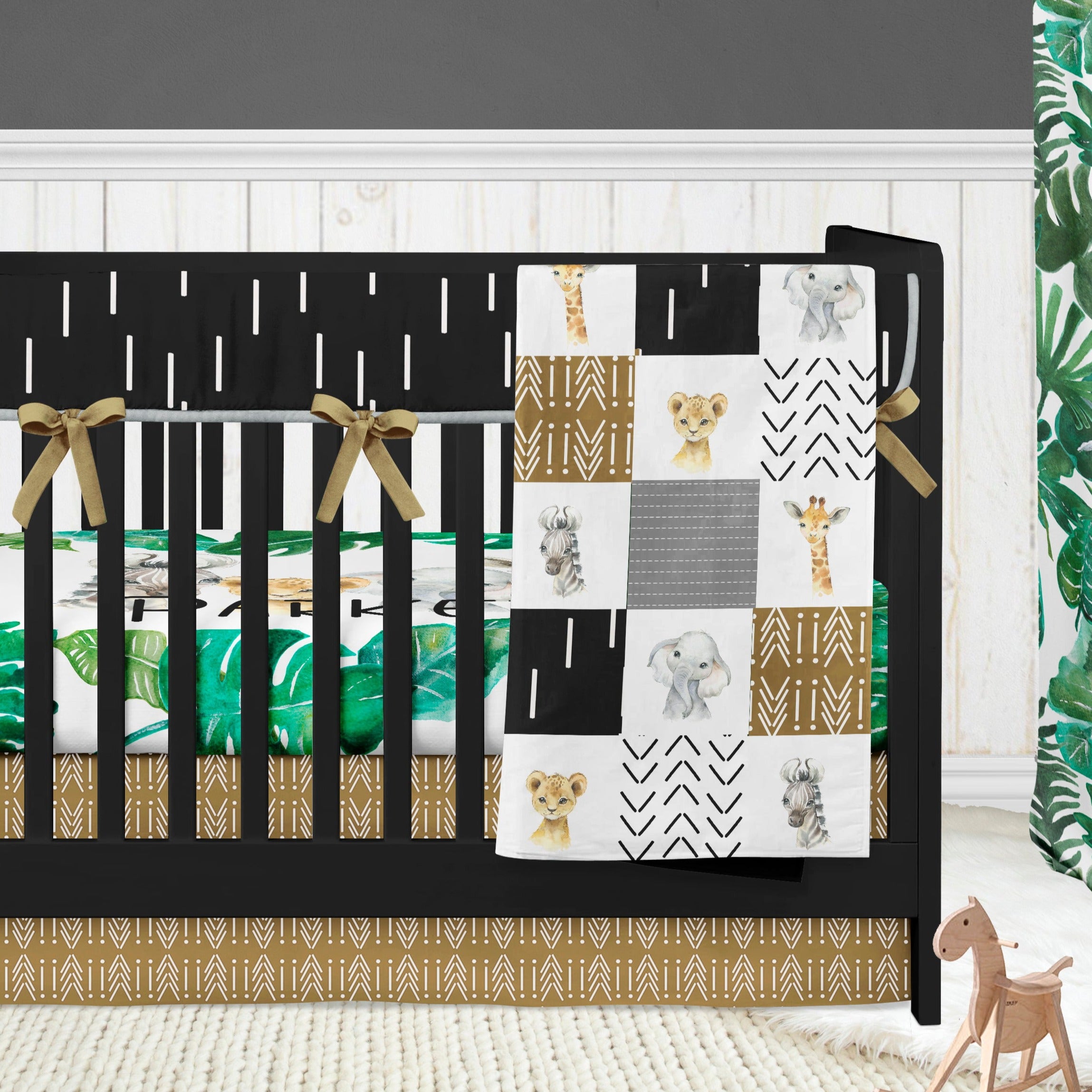 Four Piece Safari Animal Nursery Crib Bedding