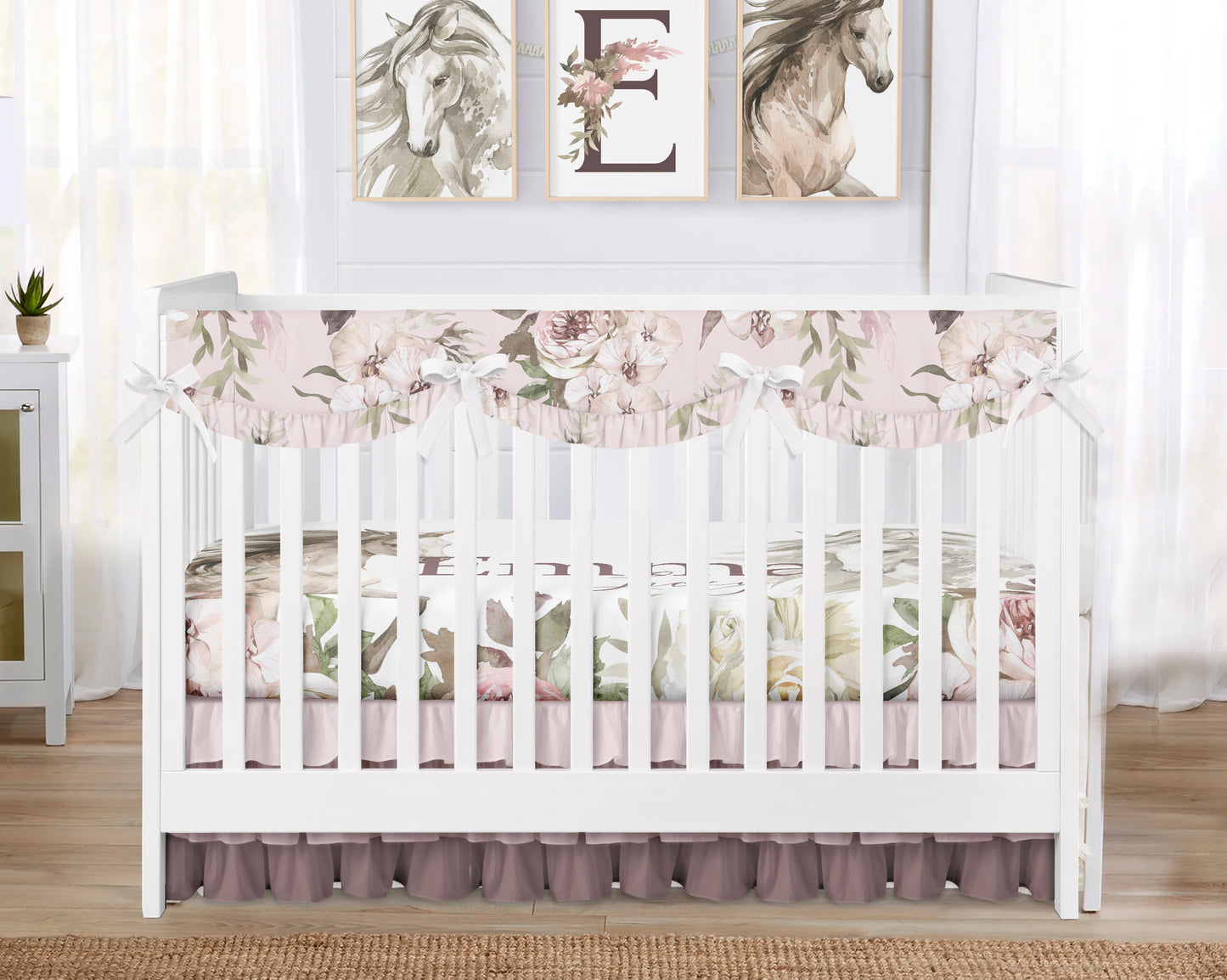 Personalized Horse Crib Bedding in Purple