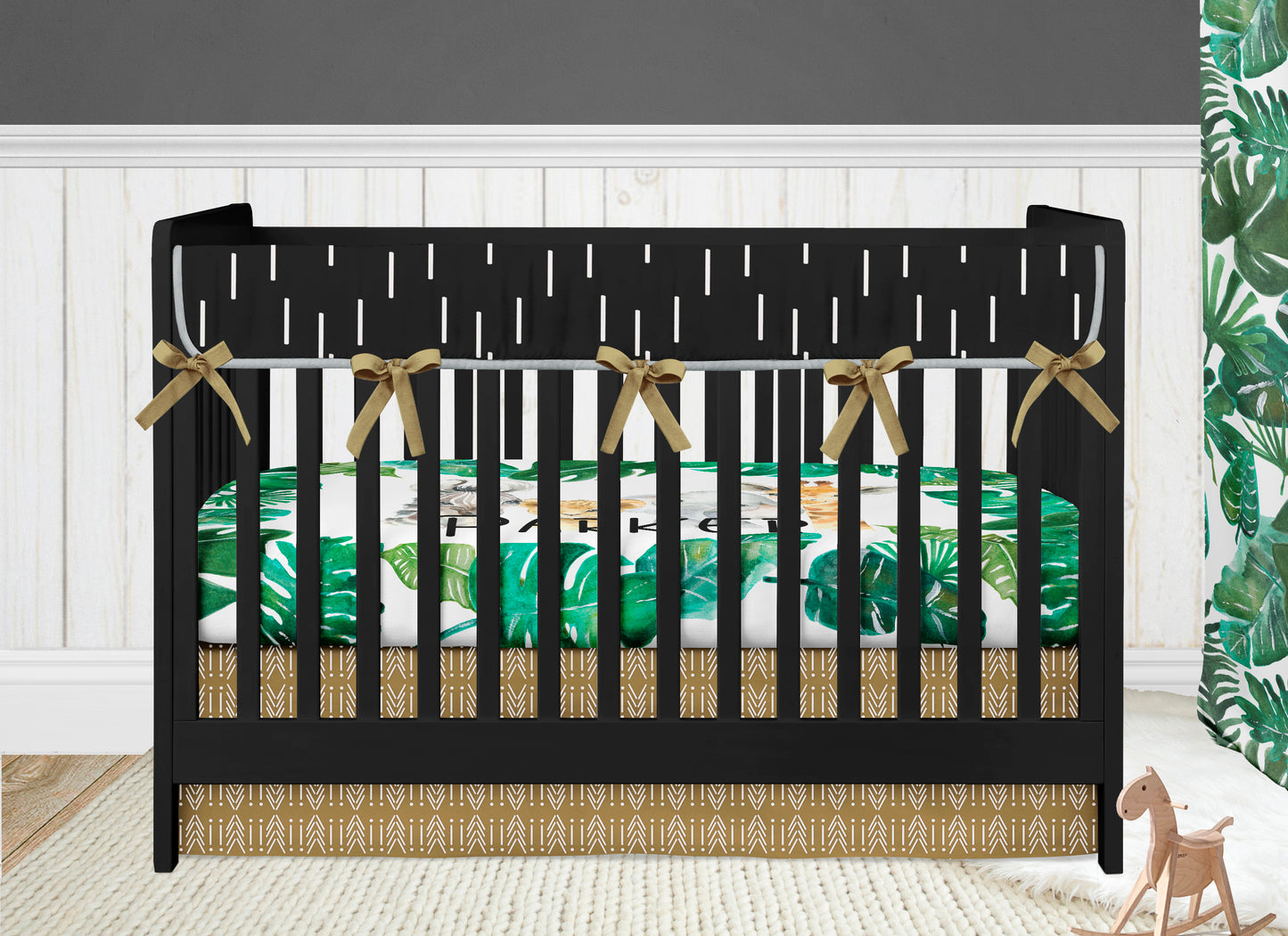 Safari Nursery Crib Sheet Crib Skirt and Rail Guard Cover