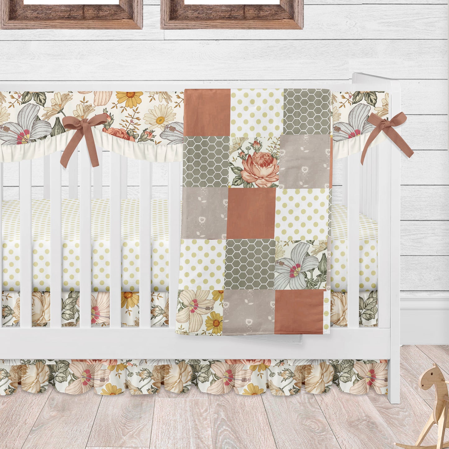 Vintage Wildflower Floral Crib Sheet and Change Pad Cover