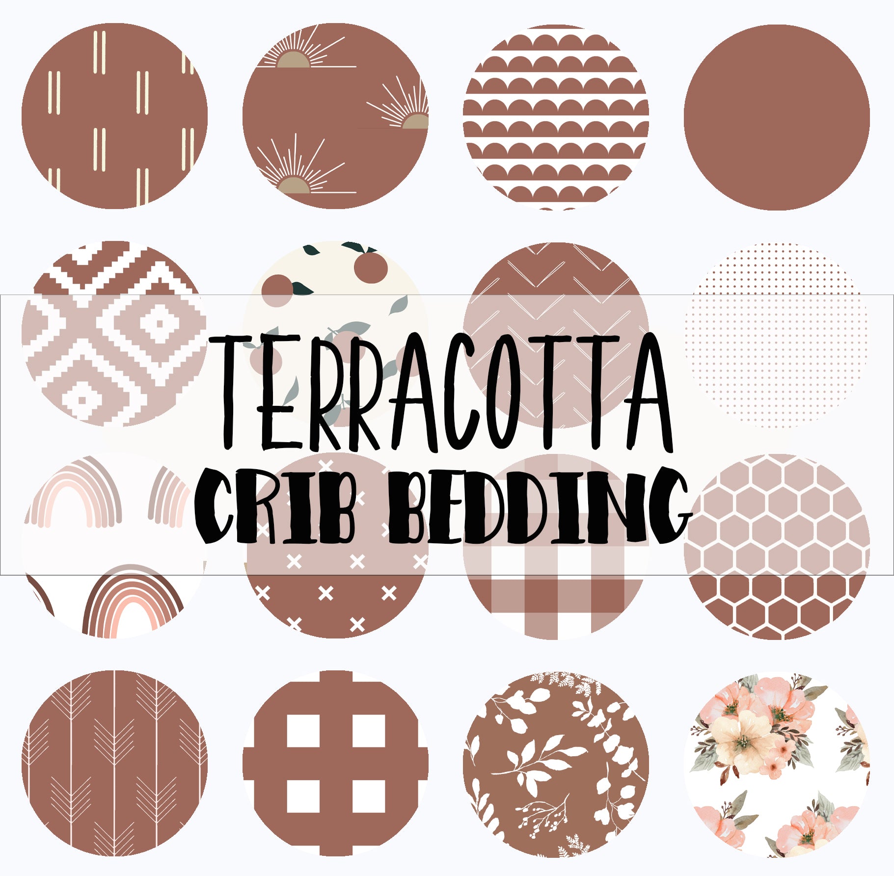 Terracotta crib bedding fabric options