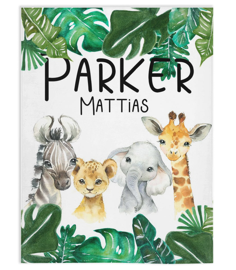 Minky Blanket safari animals personalized